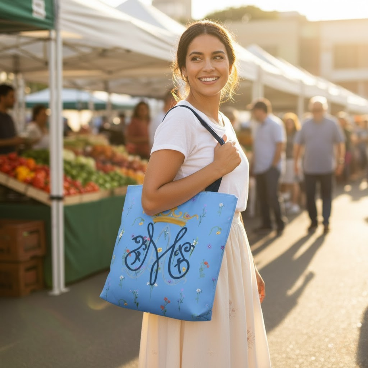 Bolso de mano de la Inmaculada Concepción – Bolso católico floral para mujer