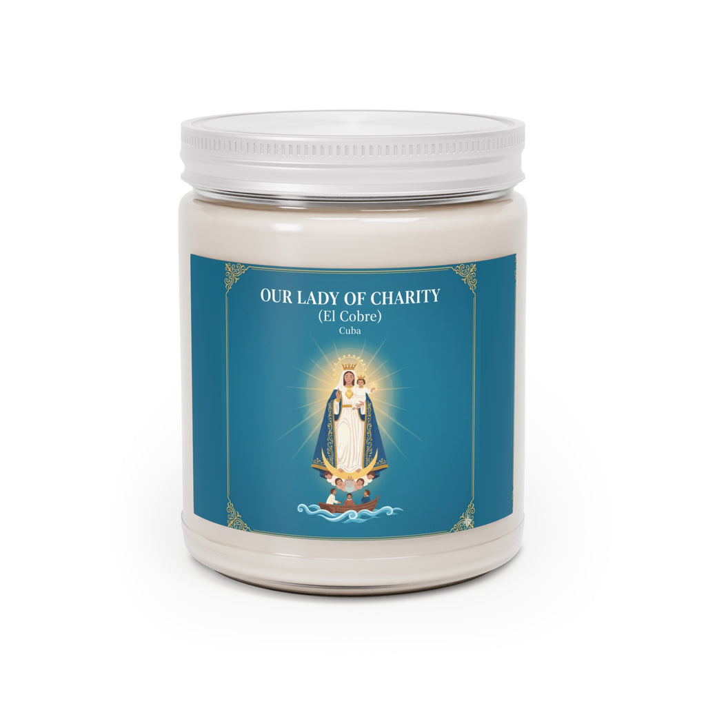 Nuestra Señora de la Caridad - Vela de soja perfumada | Decoración relajante para el hogar, dones espirituales, atención plena, aromaterapia, velas de regalo
