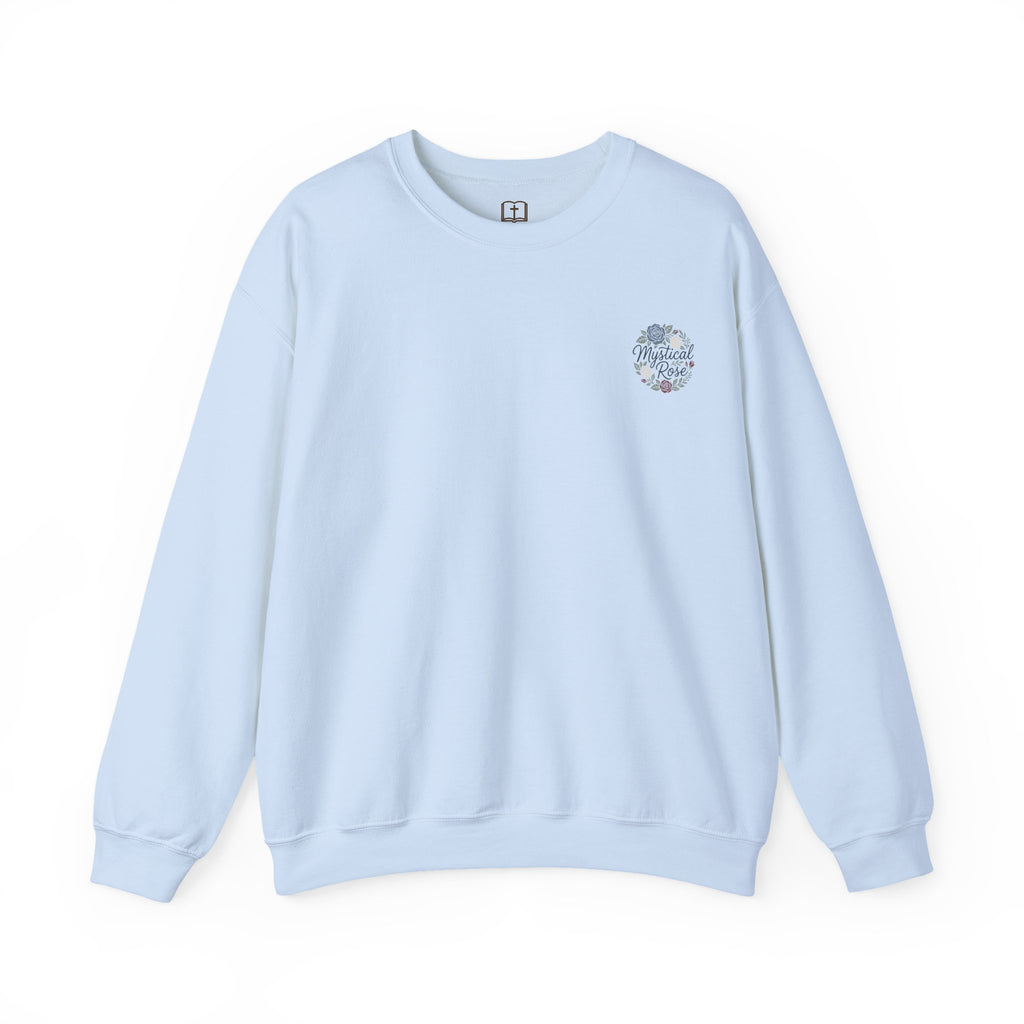 Our Lady Mystical Rose Embroidered Crewneck Sweatshirt