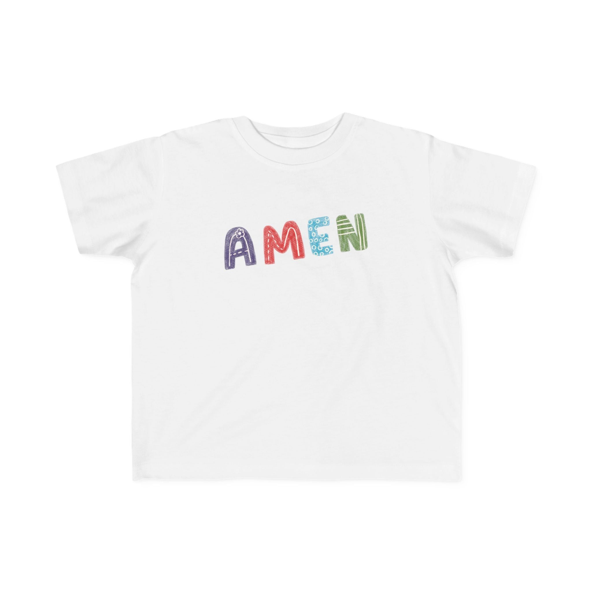 Camiseta de jersey colorida "AMEN" para niños pequeños: ropa cómoda y divertida para niños
