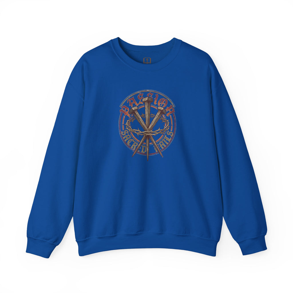 Sacred Nails Crewneck Sweatshirt - Authentic Catholic Apparel for Men