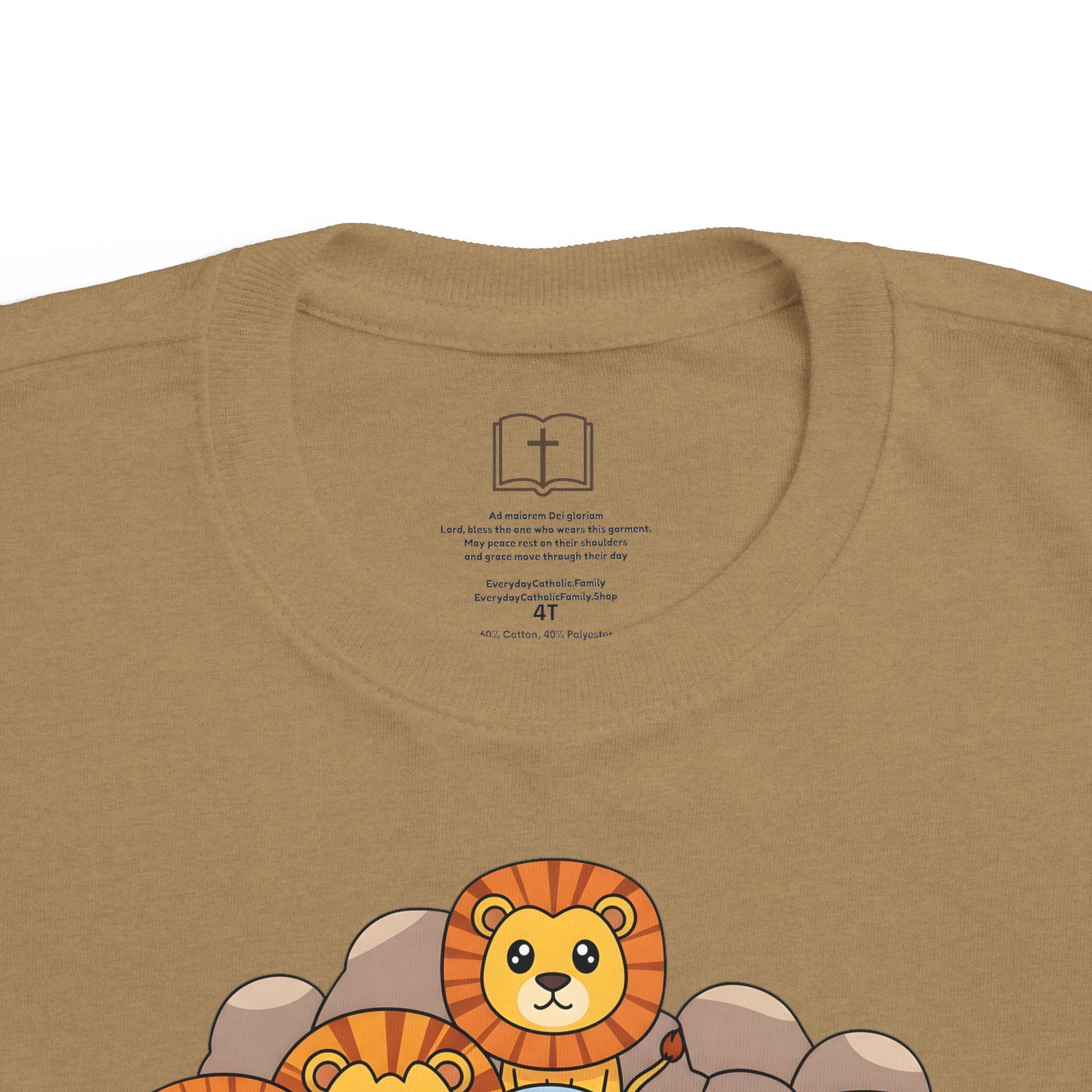 Camiseta infantil "El fiel Daniel en el foso de los leones" | Camiseta de historia católica