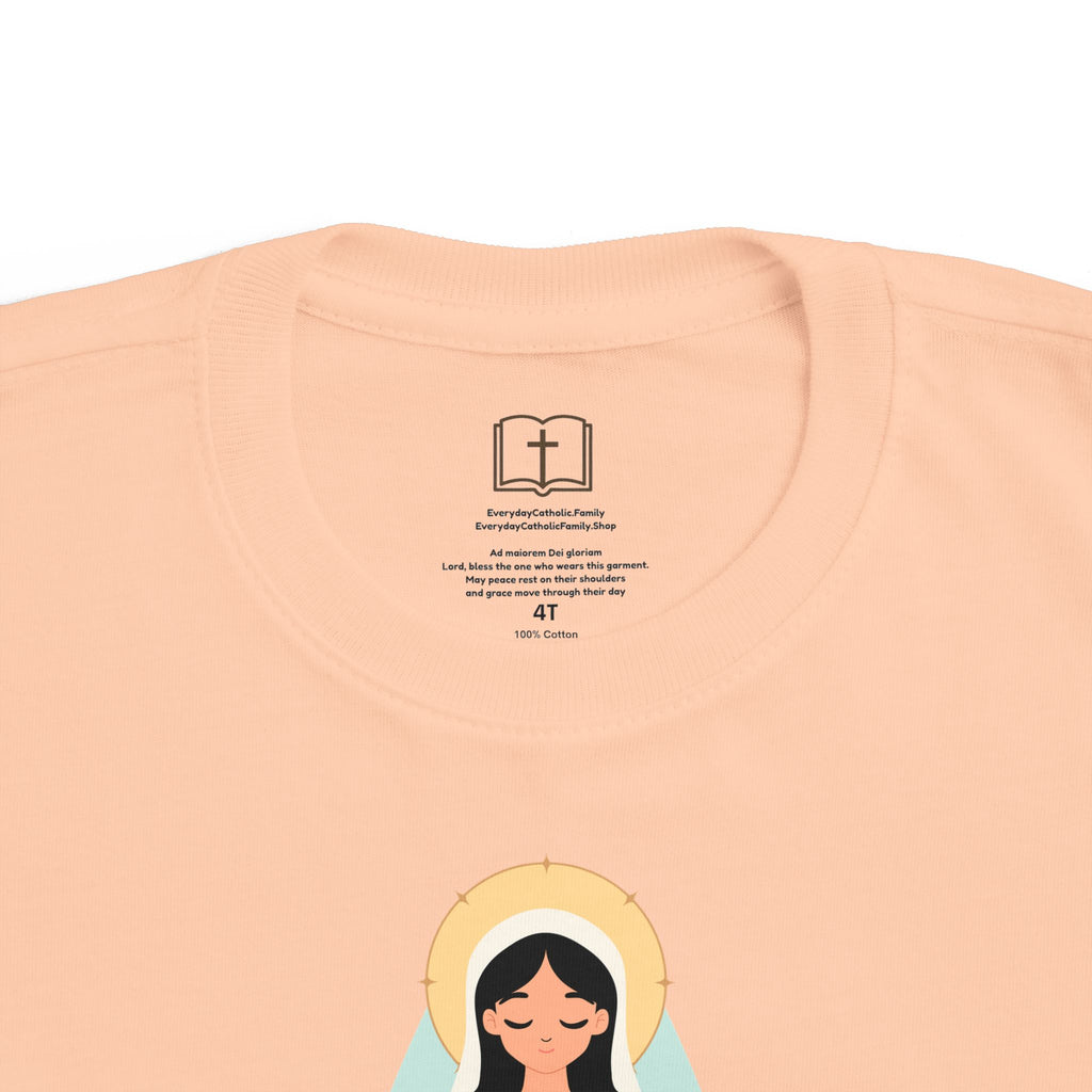 Camiseta de la Virgen María para niña | Camiseta católica suave para niña | Ropa infantil con inspiración religiosa