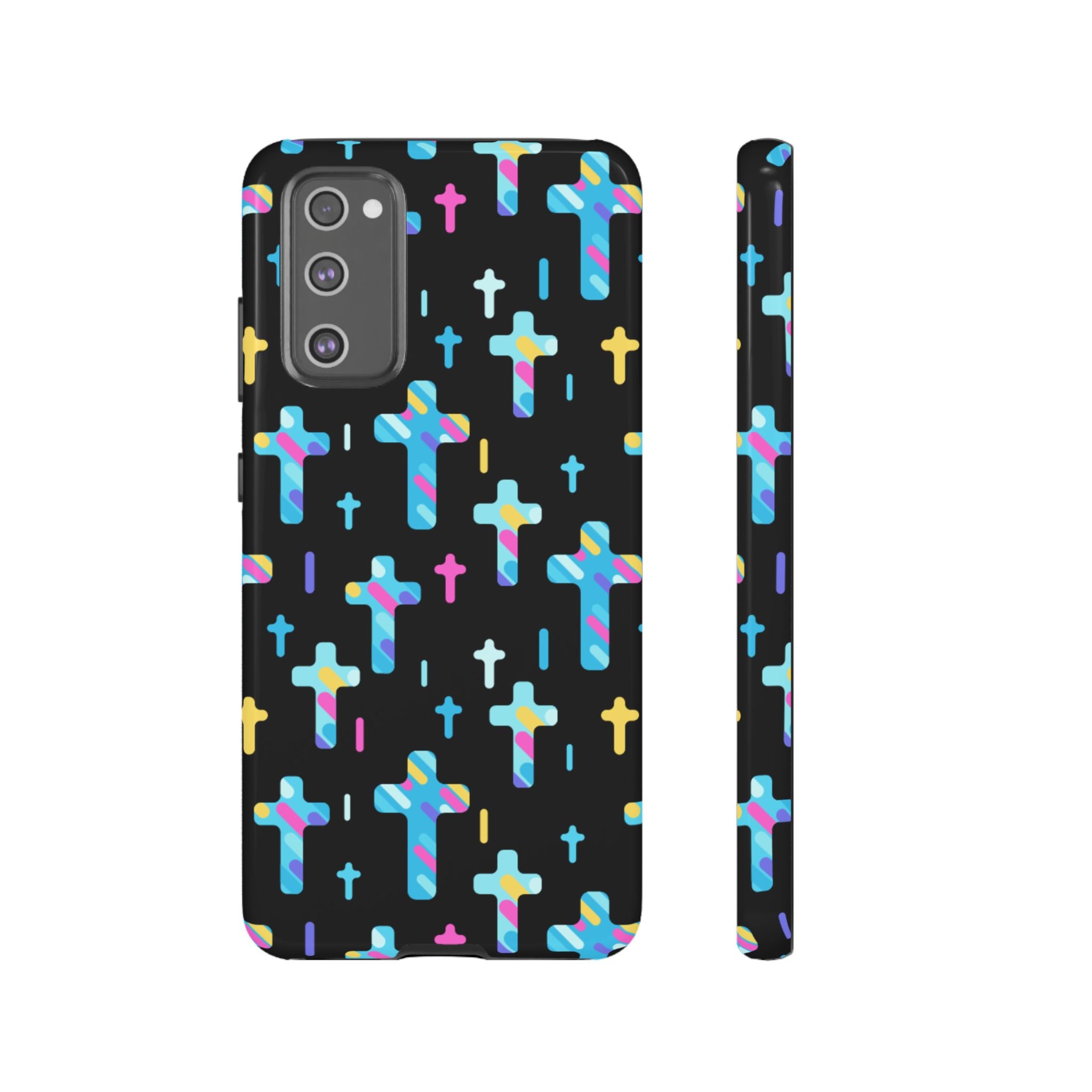 Funda para teléfono con cruz colorida, elegante y resistente, accesorio cristiano para teléfono, regalo único, funda moderna para móvil.