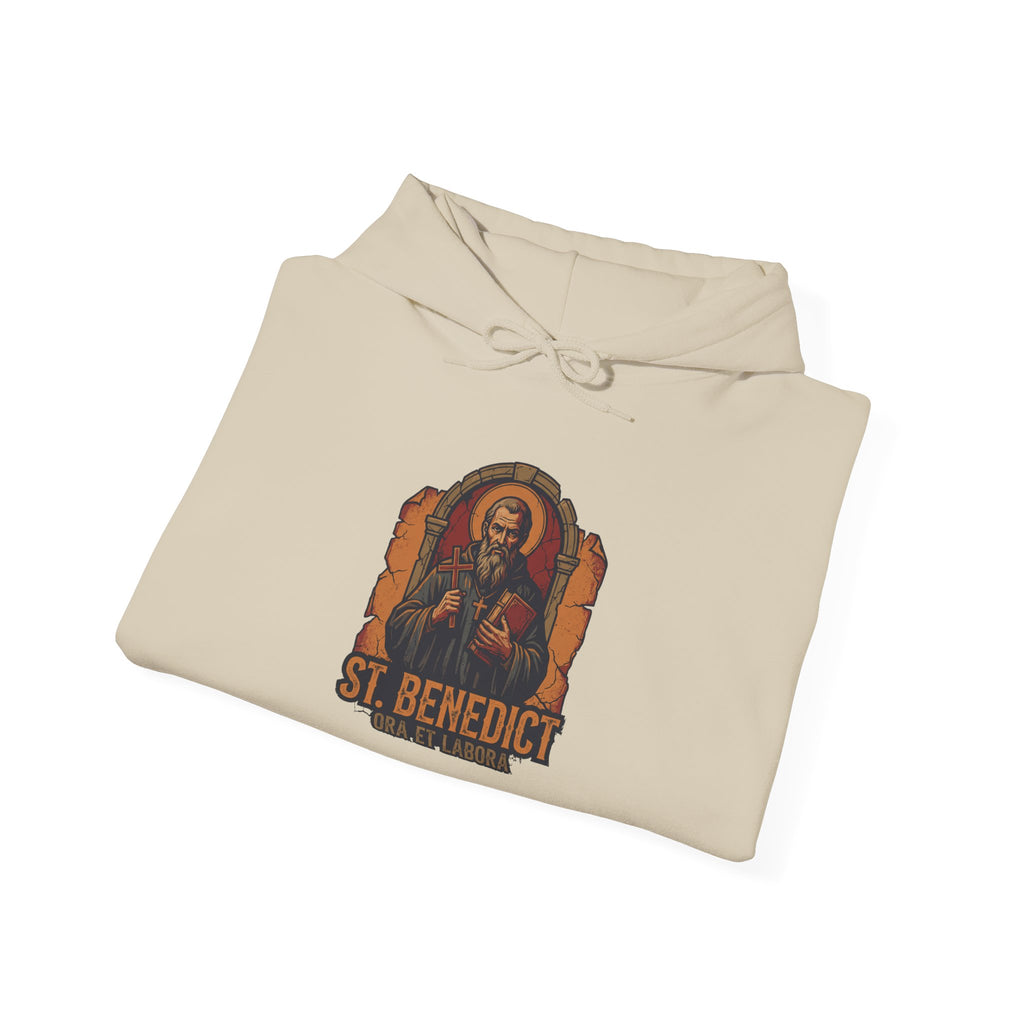 St. Benedict Ora et Labora Catholic Hoodie - Vintage Faith Sweatshirt