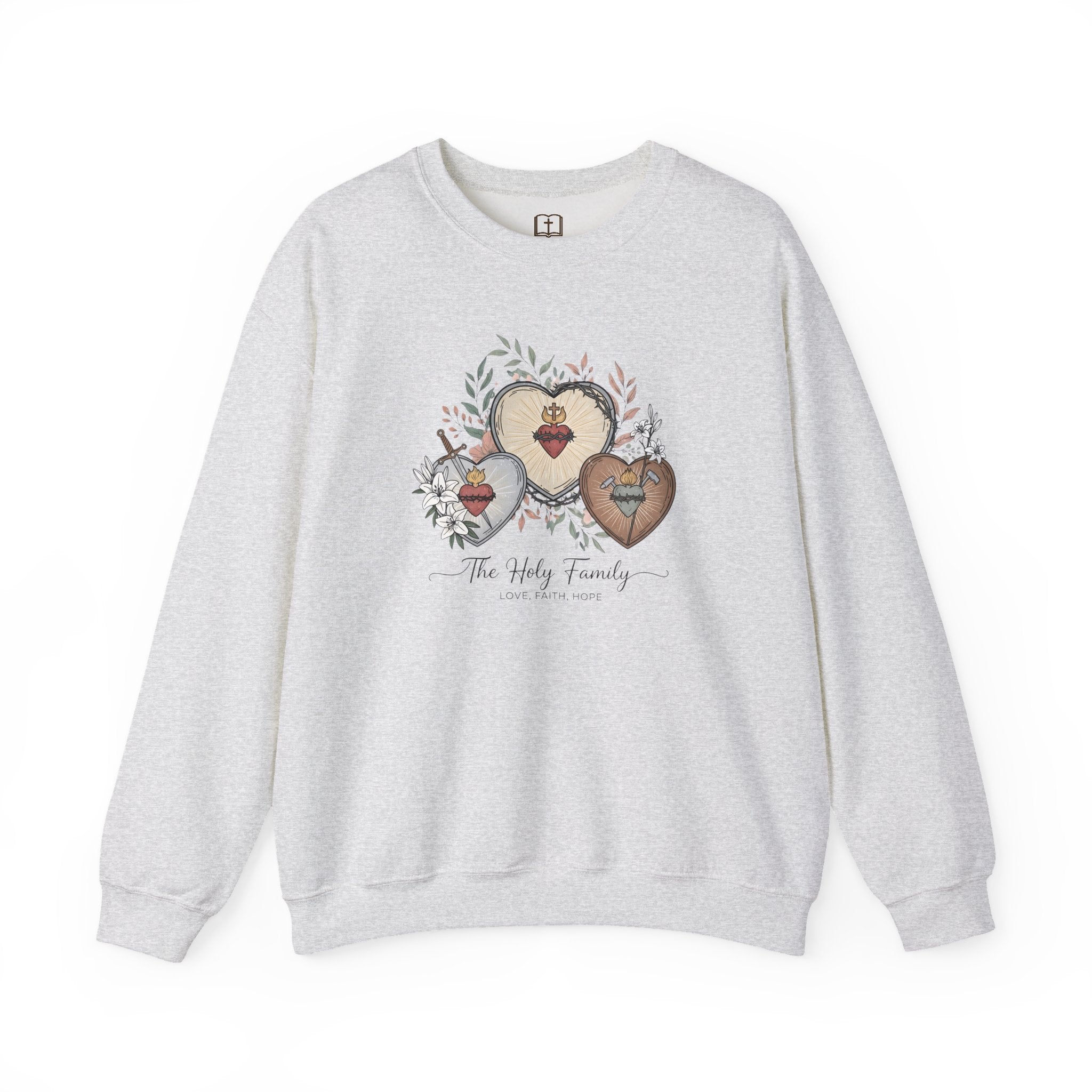 The Holy Family Sacred Hearts Crewneck Sweatshirt | Catholic Devotional Apparel