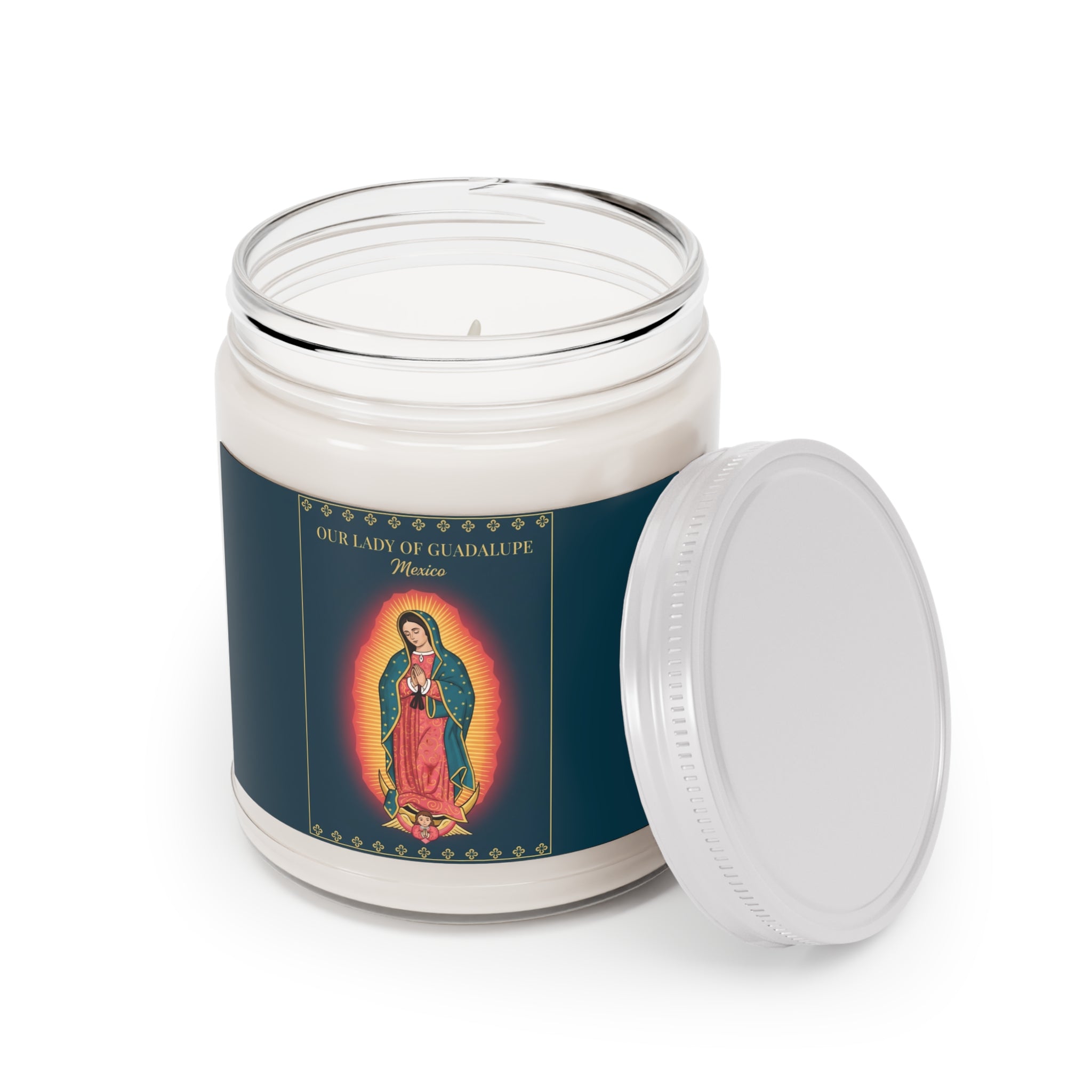 Nuestra Señora de Guadalupe - Vela de soja perfumada | Decoración relajante para el hogar, dones espirituales, atención plena, aromaterapia, regalos con velas