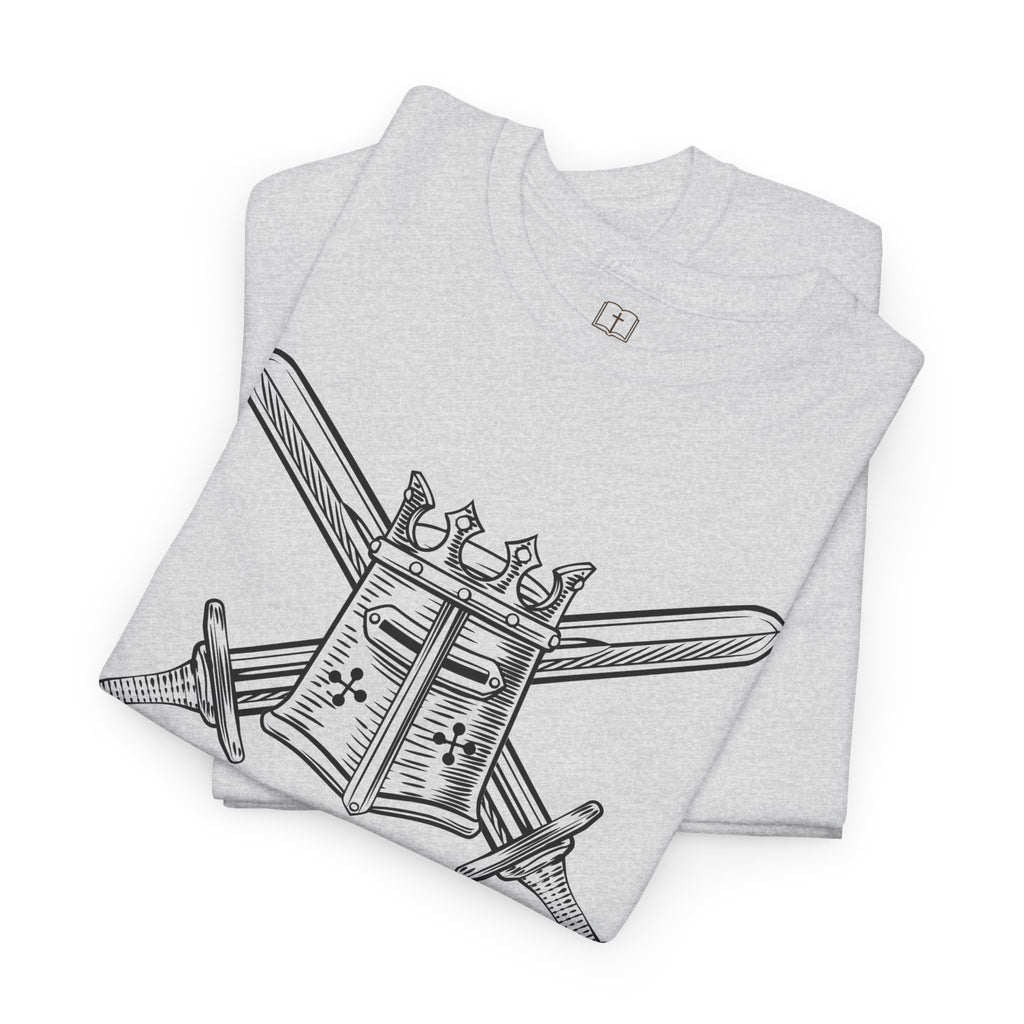 Camiseta Battle Ready para hombre | Camiseta gráfica Faith Warrior | Ropa católica para hombre