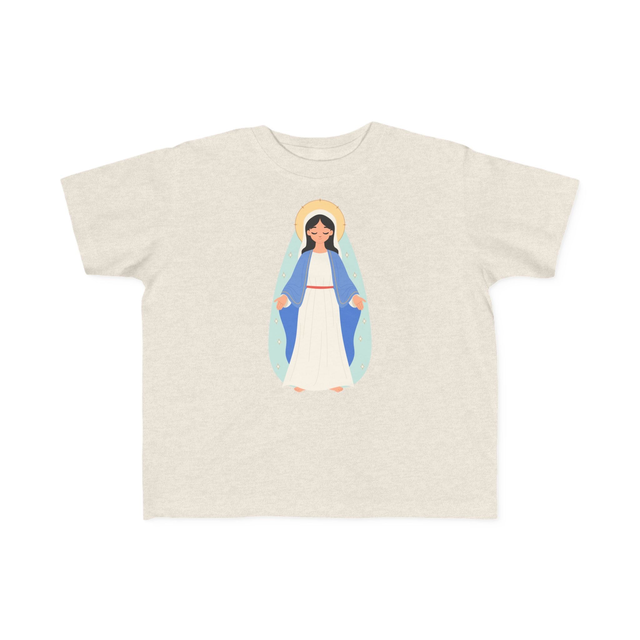 Camiseta de la Virgen María para niña | Camiseta católica suave para niña | Ropa infantil con inspiración religiosa