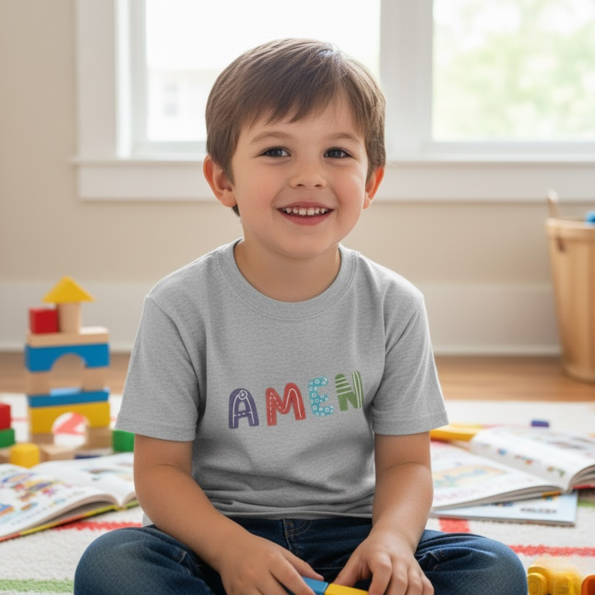 Amen Kids T-Shirt | Christian Faith Tee for Boys & Girls | Everyday Catholic Family Apparel