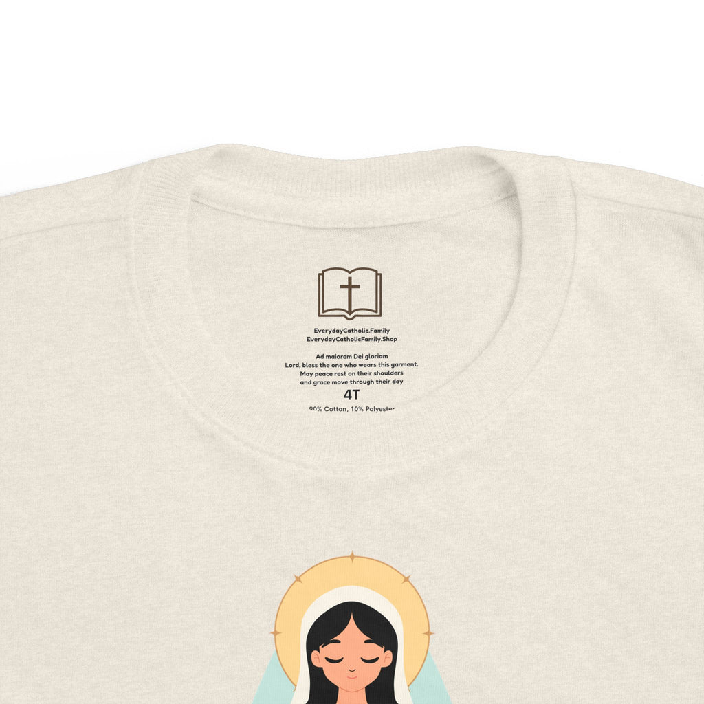 Camiseta de la Virgen María para niña | Camiseta católica suave para niña | Ropa infantil con inspiración religiosa