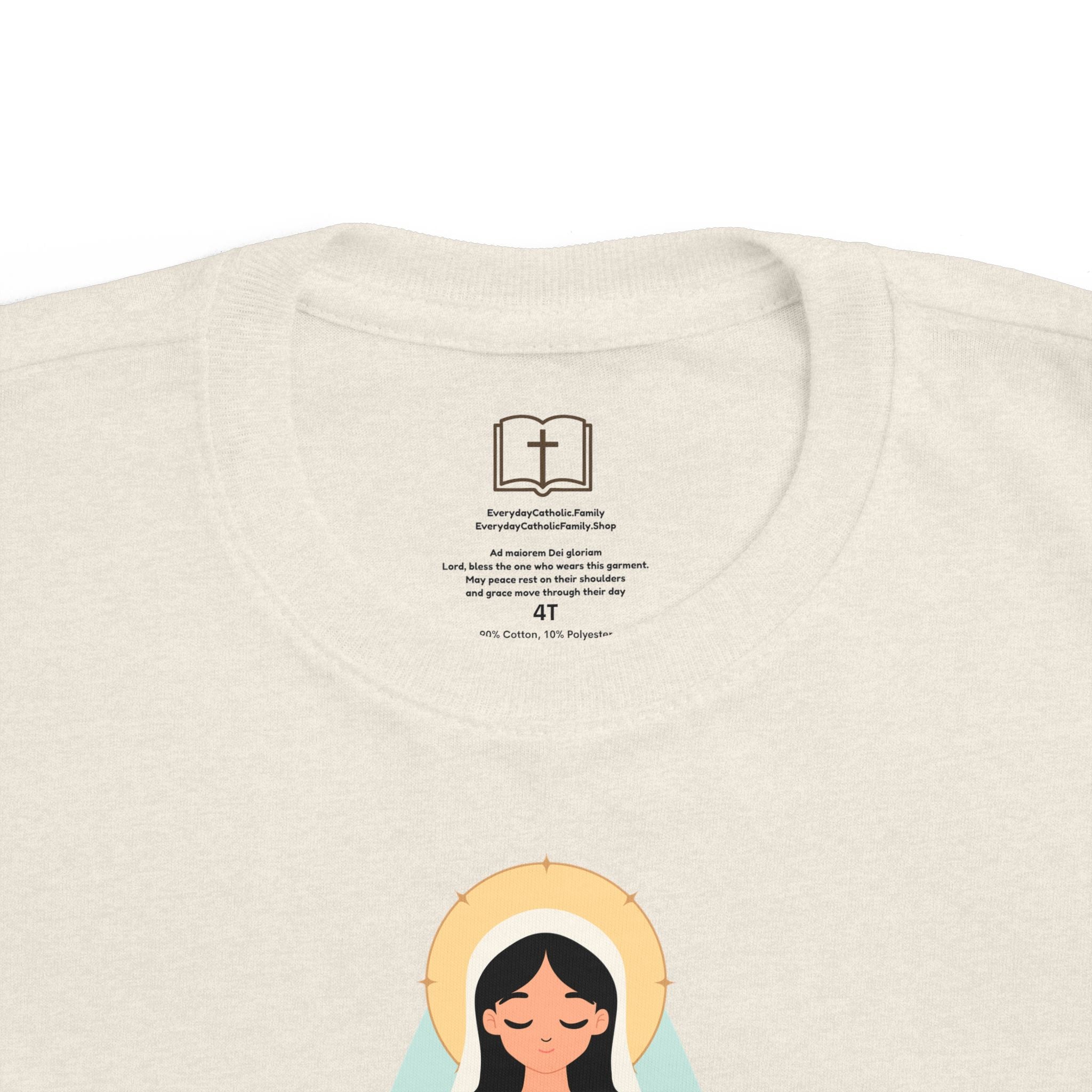 Camiseta de la Virgen María para niña | Camiseta católica suave para niña | Ropa infantil con inspiración religiosa