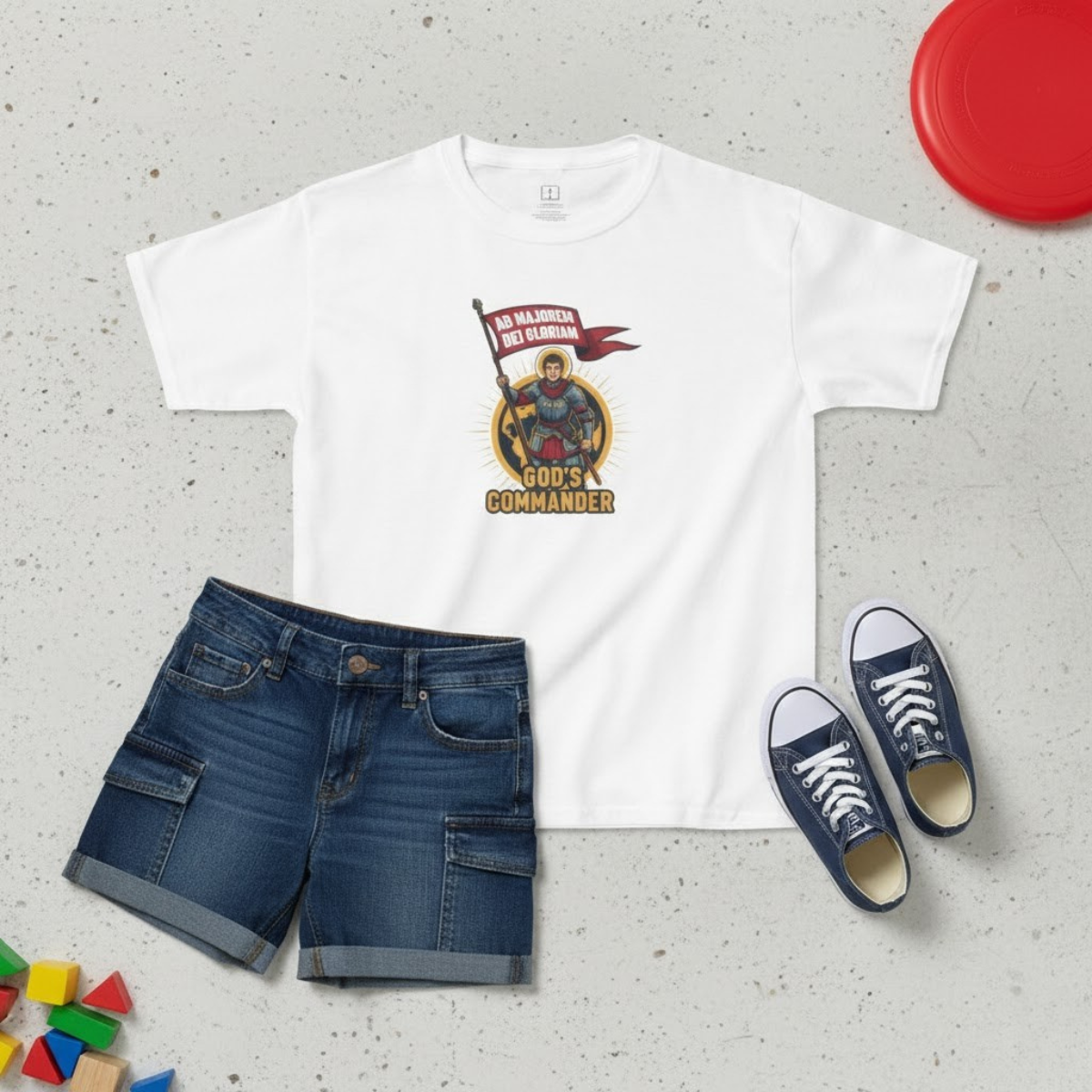 Camiseta infantil de San Ignacio de Loyola | Camiseta de aventura de fe "Comandante de Dios"