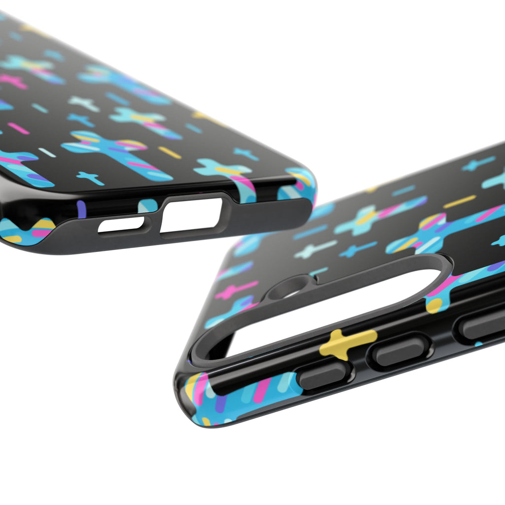 Colorful Cross Phone Case, Stylish Tough Case, Christian Phone Accessory, Unique Gift, Trendy Mobile Cover