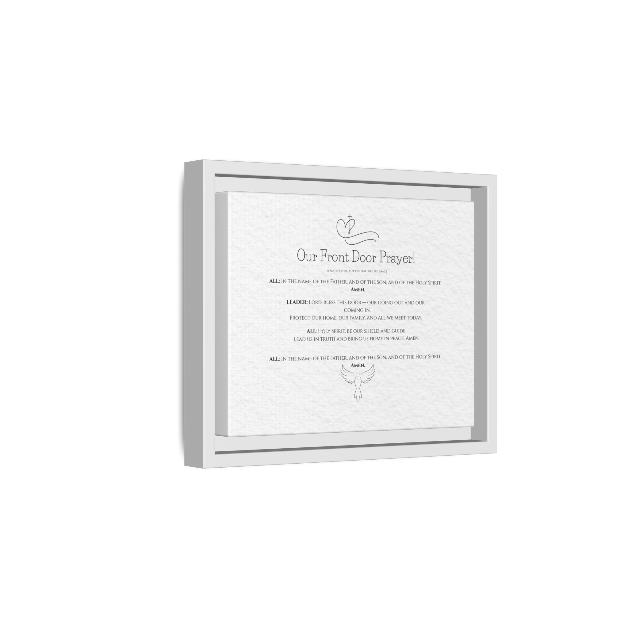 Lienzo mate enmarcado – «Oración desde la puerta de entrada» | Arte mural cristiano para el hogar