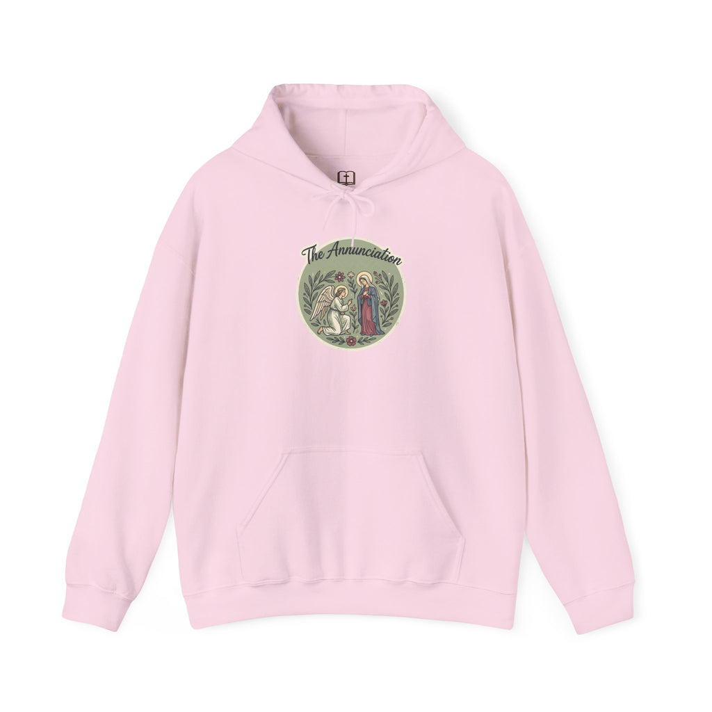 The Annunciation Catholic Hoodie - Vintage Marian Faith Sweatshirt
