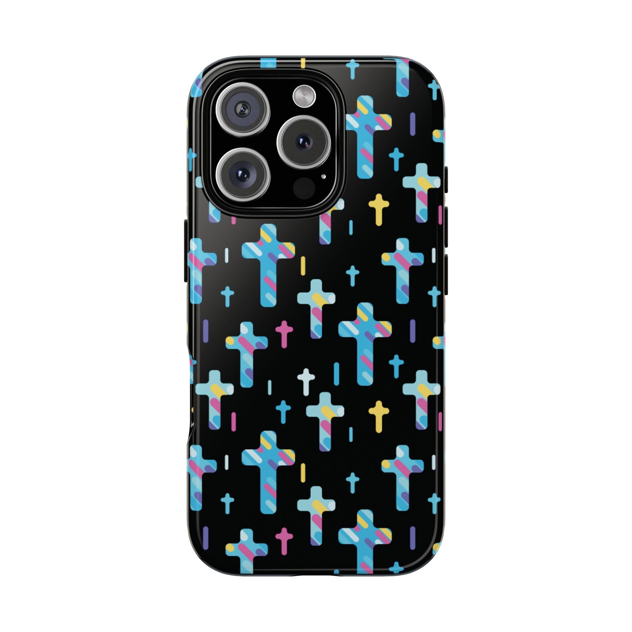 Funda para teléfono con cruz colorida | Protección inspirada en la fe para iPhone | Regalo católico y accesorio para el día a día