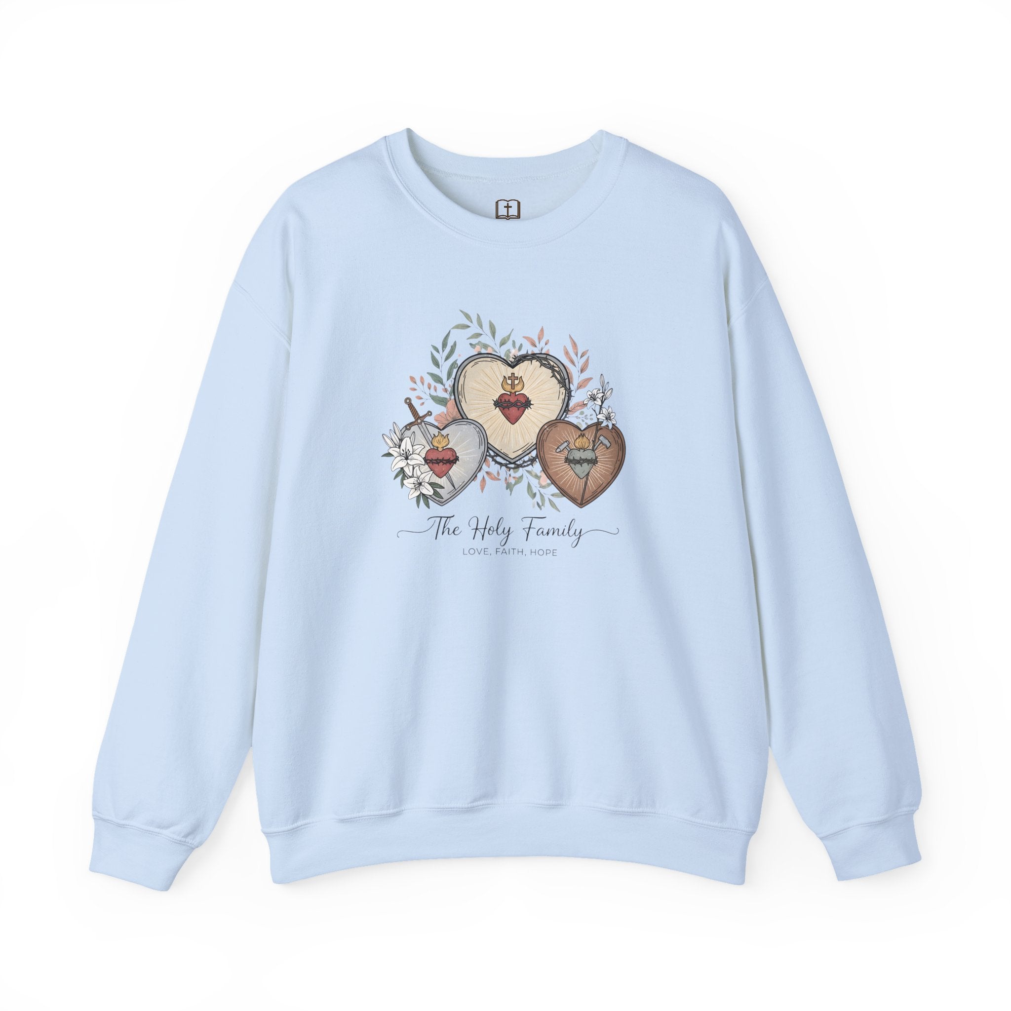 The Holy Family Sacred Hearts Crewneck Sweatshirt | Catholic Devotional Apparel