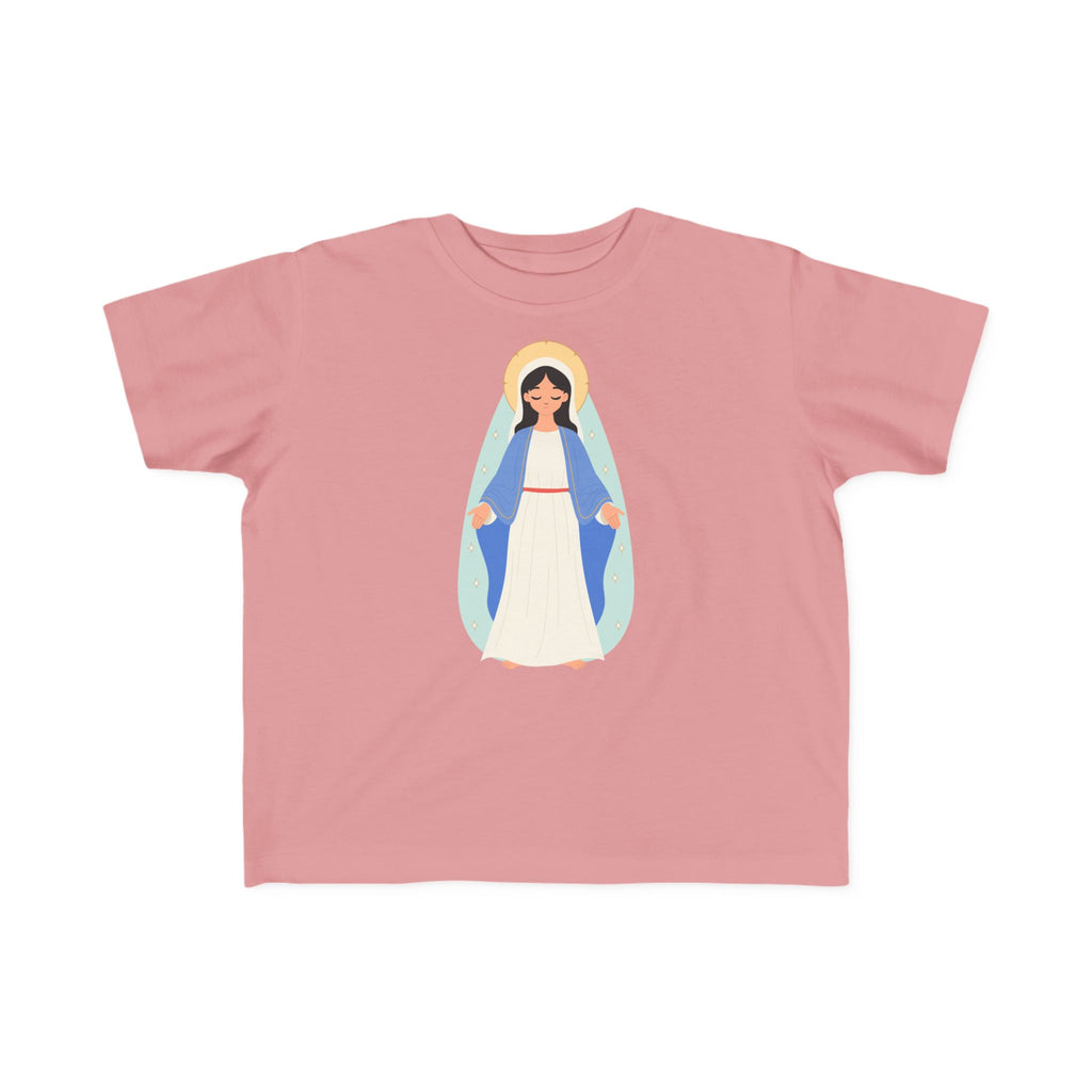Camiseta de la Virgen María para niña | Camiseta católica suave para niña | Ropa infantil con inspiración religiosa