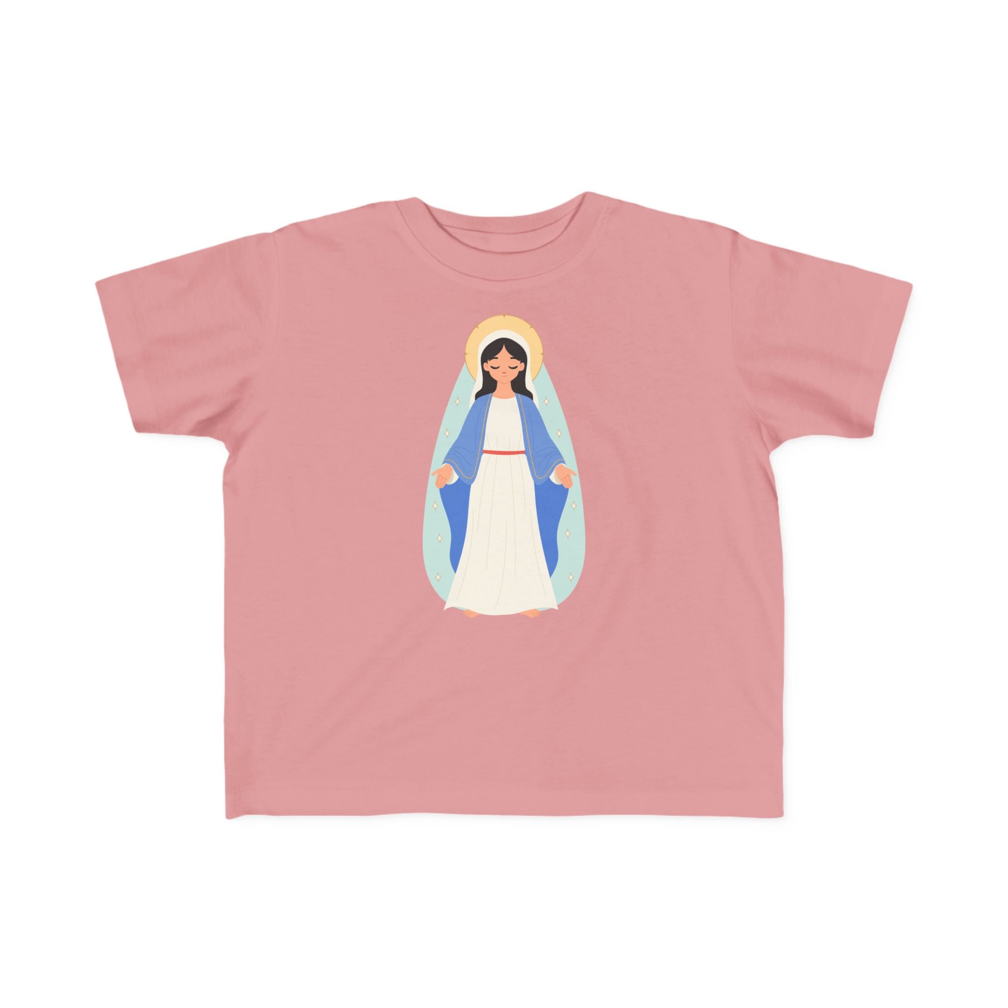 Camiseta de la Virgen María para niña | Camiseta católica suave para niña | Ropa infantil con inspiración religiosa