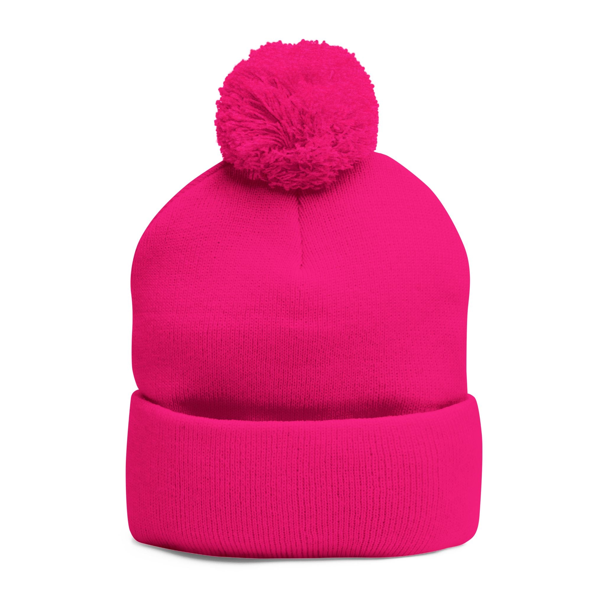 Gorro con pompón y silueta de María | Gorro de invierno para mujer católica | Regalo inspirado en la fe para madres e hijas