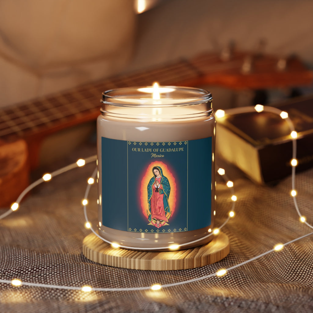Nuestra Señora de Guadalupe - Vela de soja perfumada | Decoración relajante para el hogar, dones espirituales, atención plena, aromaterapia, regalos con velas