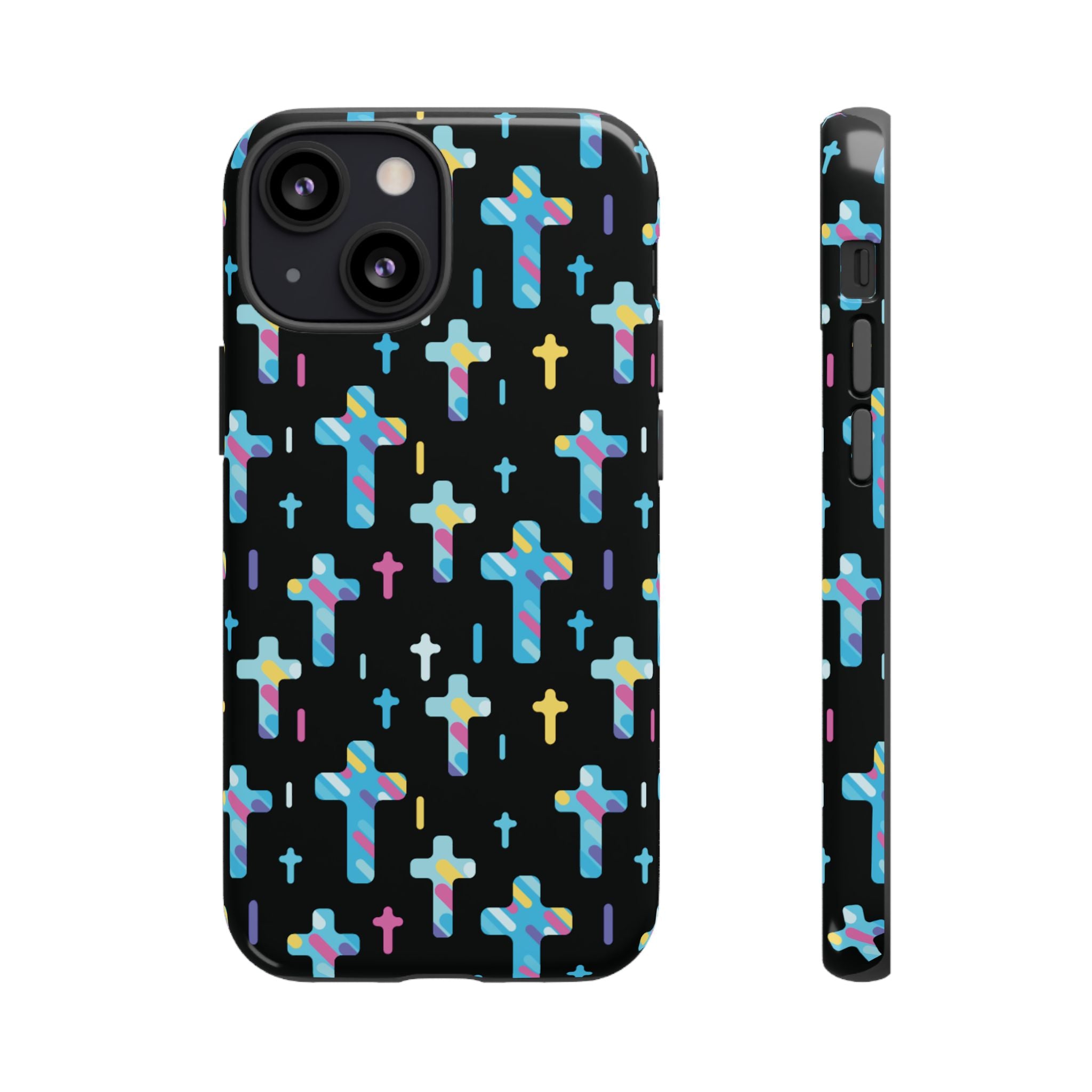 Funda para teléfono con cruz colorida | Protección inspirada en la fe para iPhone | Regalo católico y accesorio para el día a día
