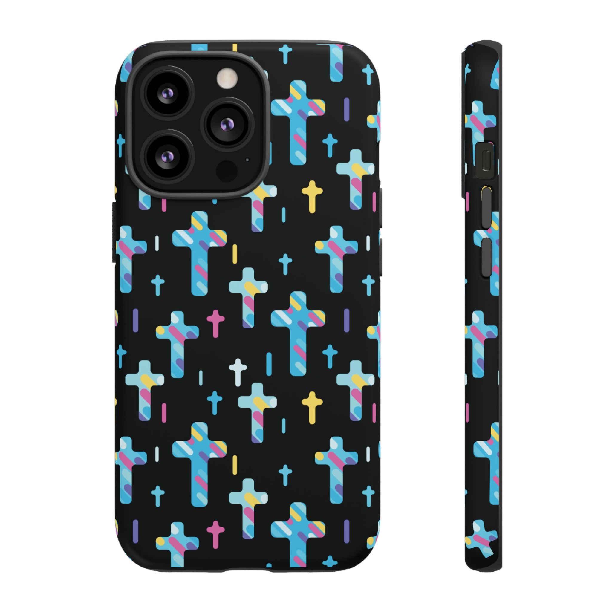 Funda para teléfono con cruz colorida | Protección inspirada en la fe para iPhone | Regalo católico y accesorio para el día a día