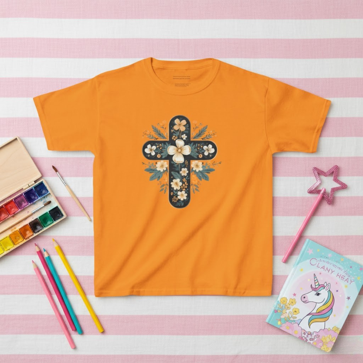 Toddler Floral Cross Tee