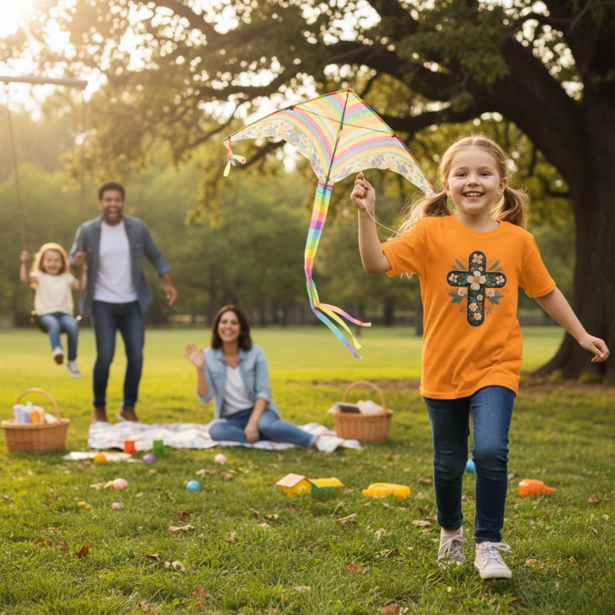 Toddler Floral Cross Tee