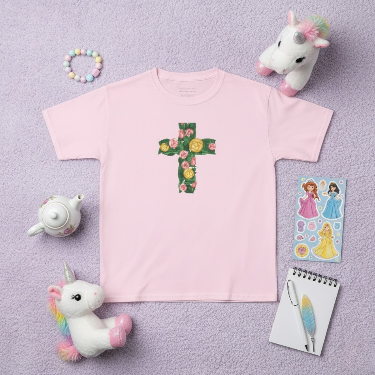 Toddler  Floral Cross Tee