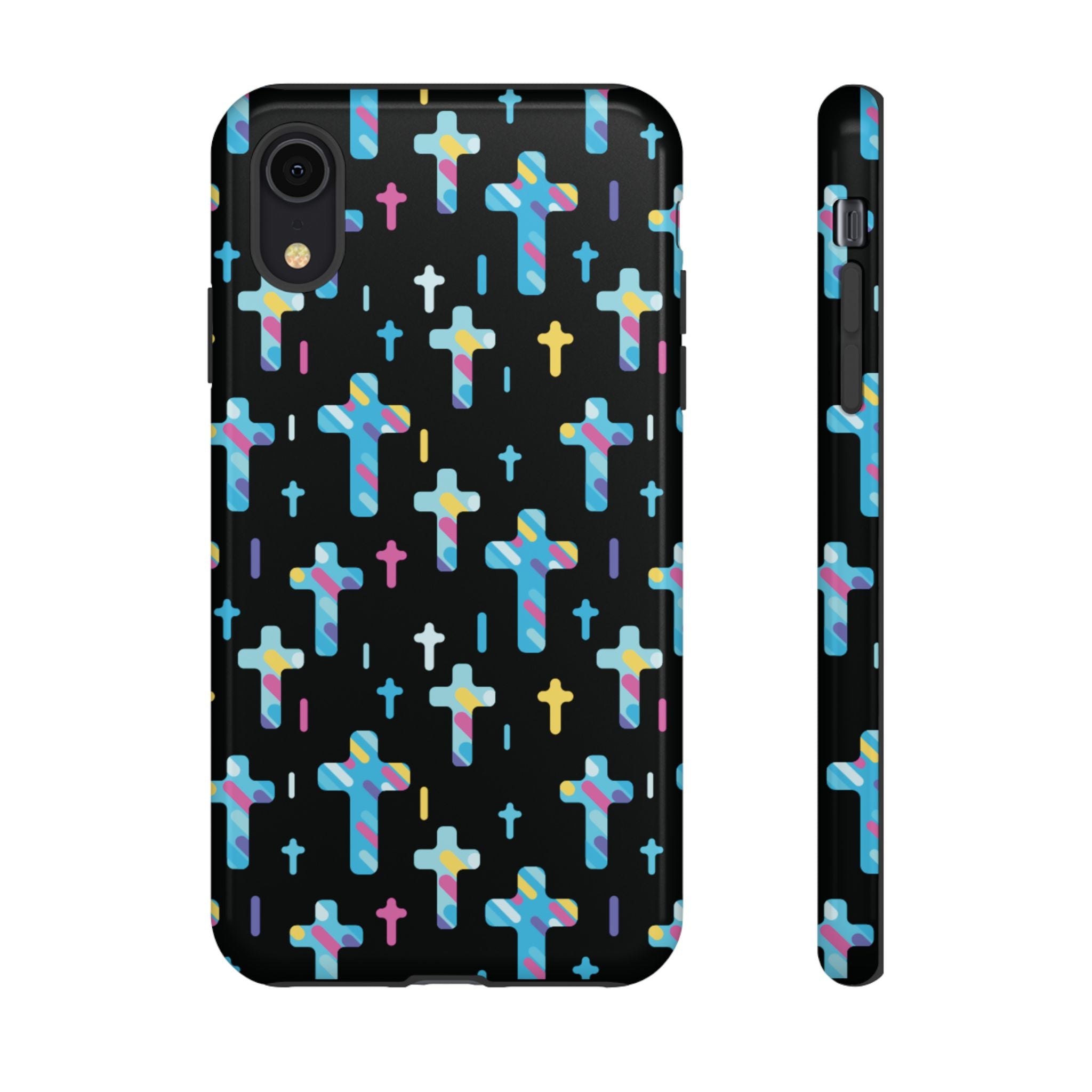 Funda para teléfono con cruz colorida | Protección inspirada en la fe para iPhone | Regalo católico y accesorio para el día a día