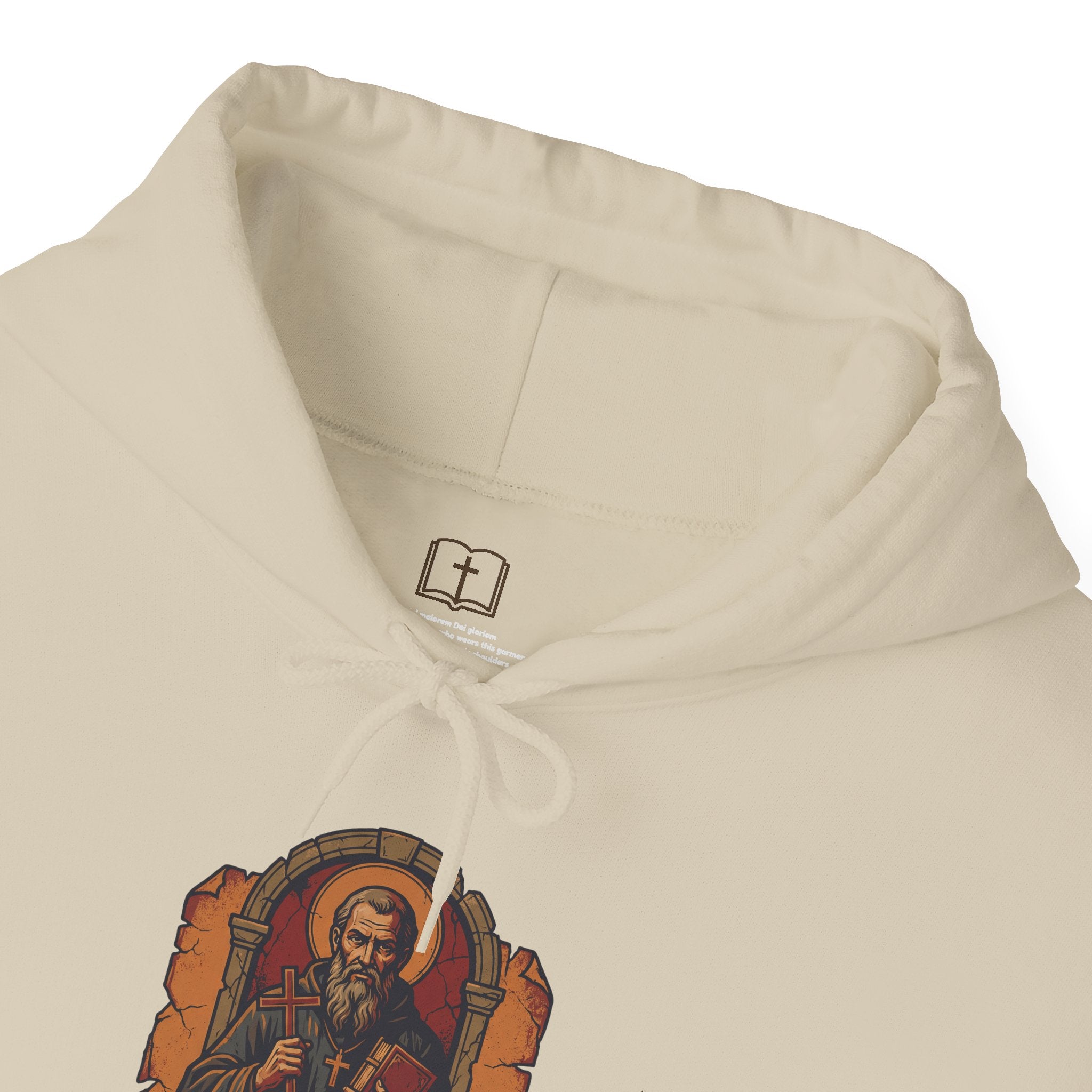 Sudadera con capucha católica "San Benito Ora et Labora" - Sudadera vintage con fe