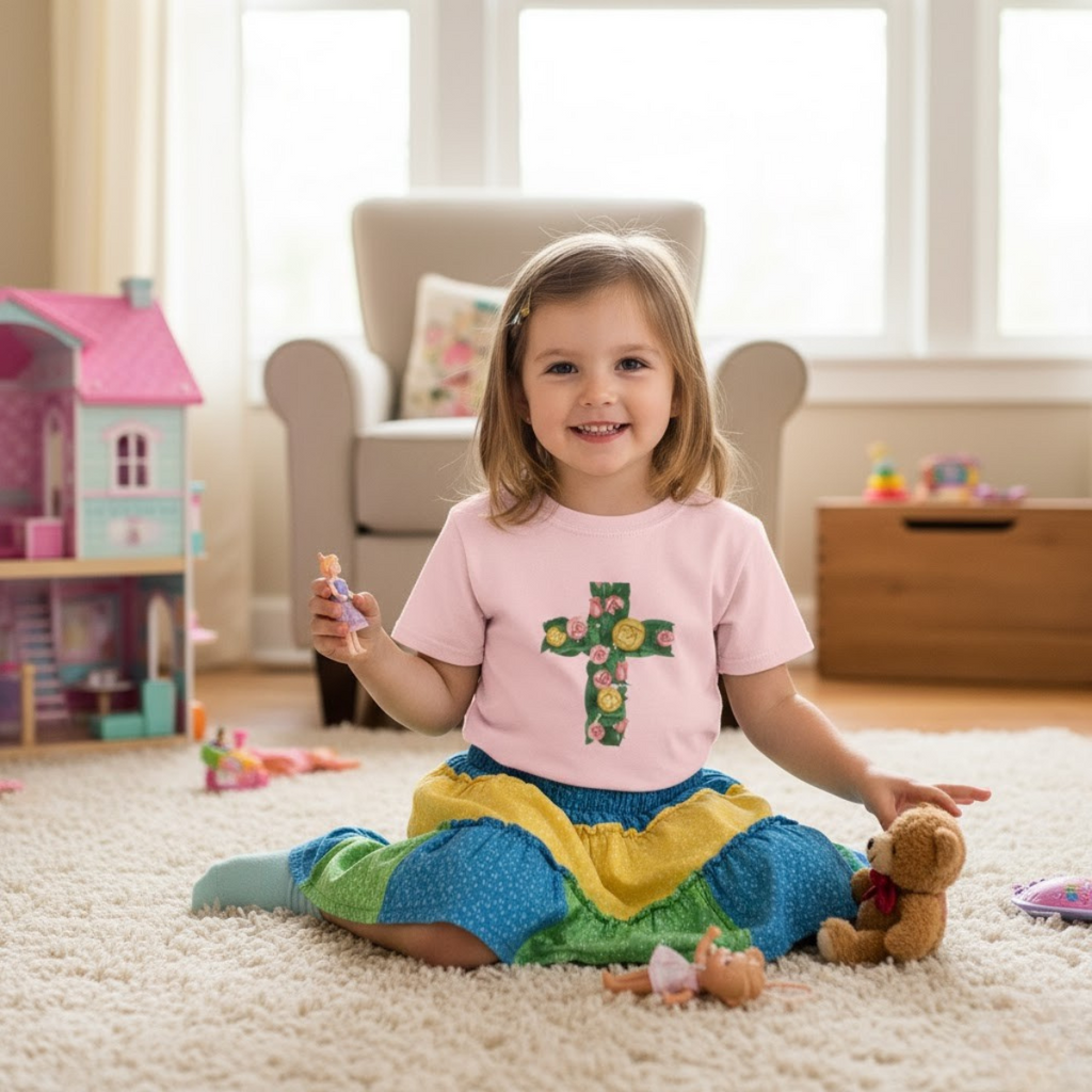 Camiseta cruzada floral para niños pequeños