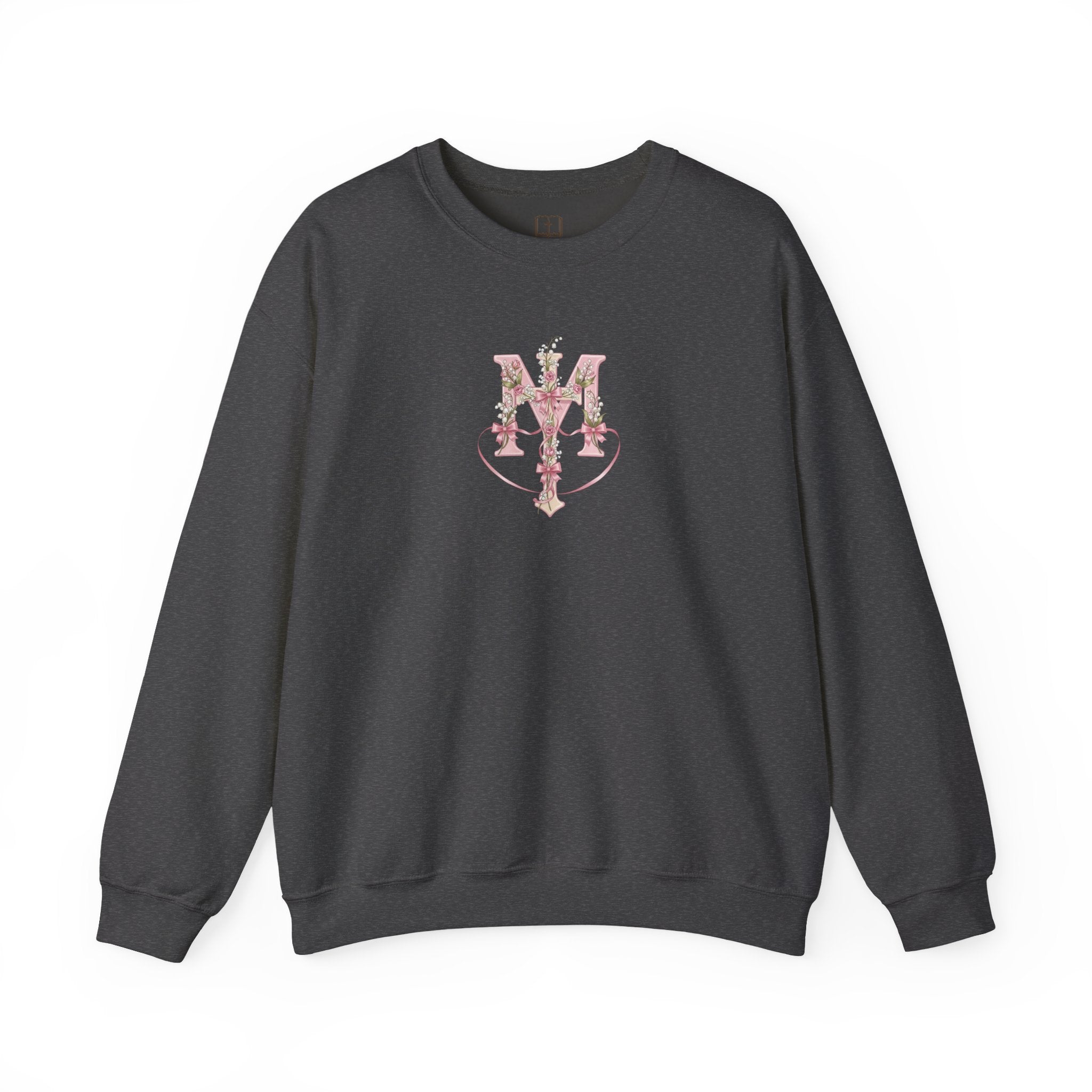 Marian Floral Cross Catholic Crewneck Sweatshirt