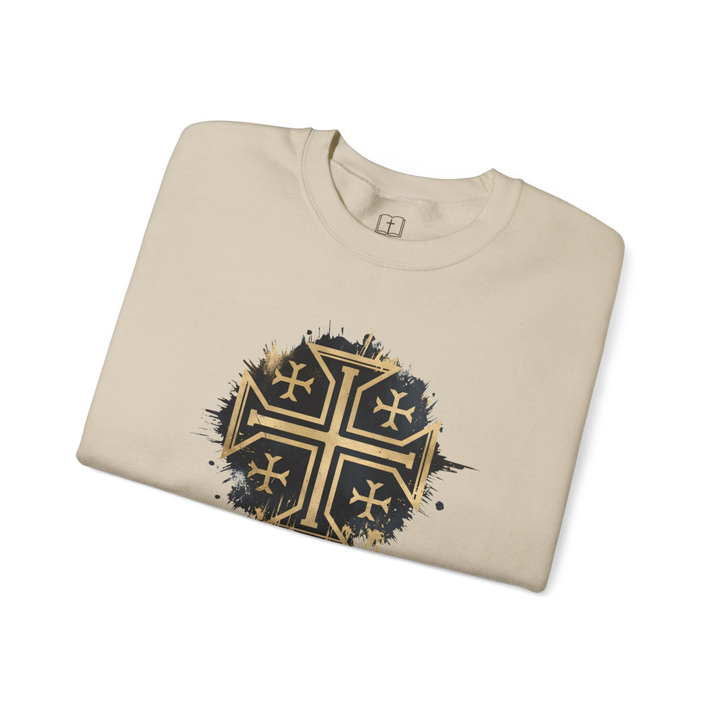 Modern Jerusalem Cross Crewneck Sweatshirt | Catholic Faith Apparel