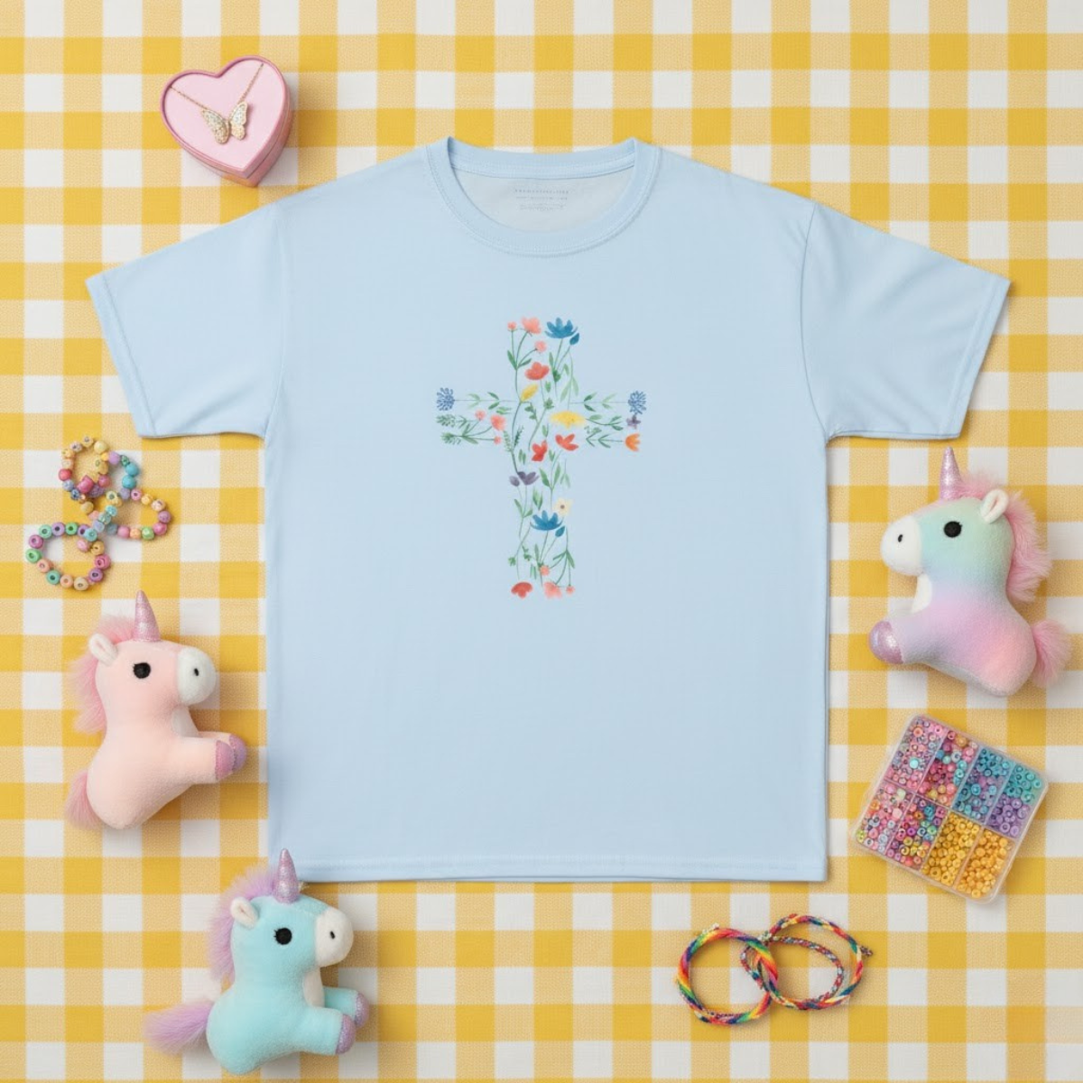 Toddler  Floral Cross Tee
