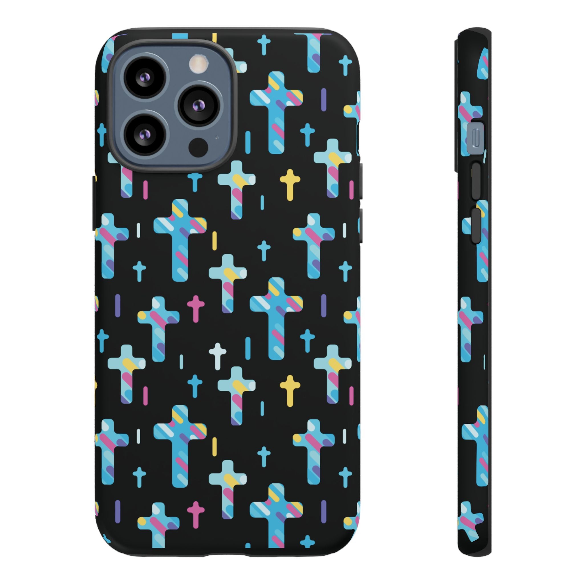 Funda para teléfono con cruz colorida | Protección inspirada en la fe para iPhone | Regalo católico y accesorio para el día a día