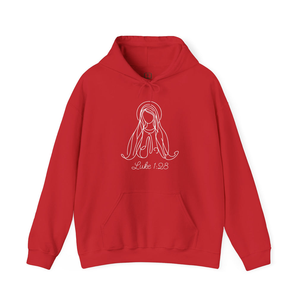 Sudadera con capucha mariana Lucas 1:28 | Sudadera de fe para mujer «Salve, llena eres de gracia»