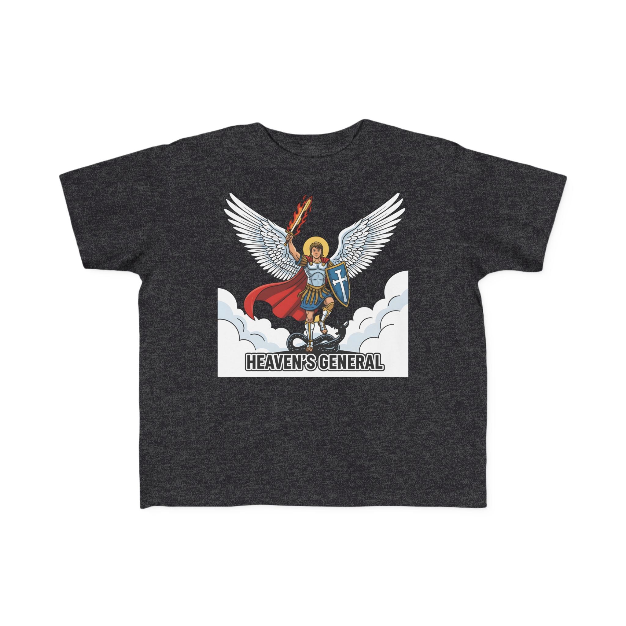 Camiseta de San Miguel Arcángel para niño | Camiseta cristiana Heaven's General para niño