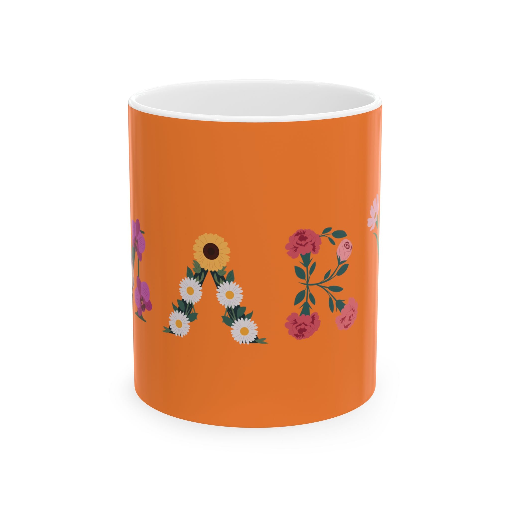 Taza floral de la Virgen María – Ave María, llena eres de gracia | Taza católica de cerámica de 325 y 430 ml
