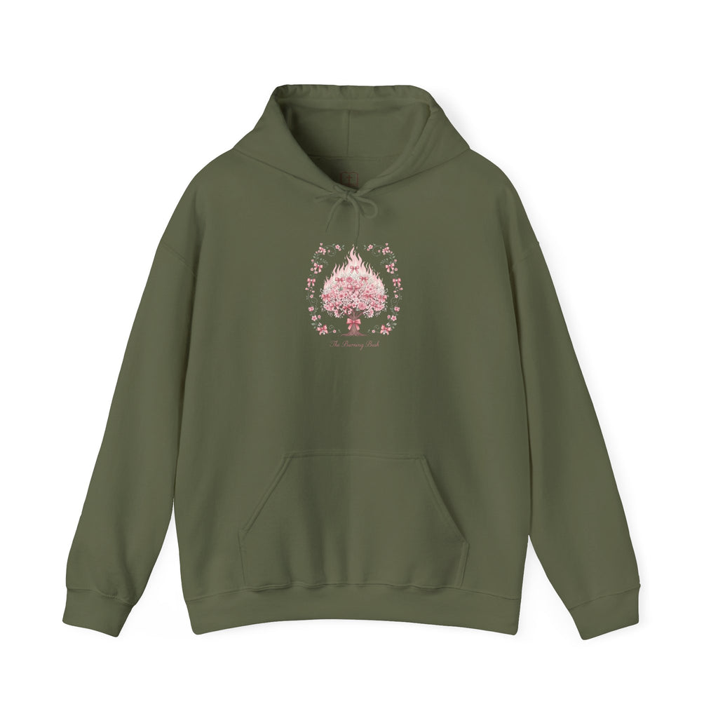 Sudadera católica con estampado floral rosa de la Zarza Ardiente | Sudadera inspirada en la fe