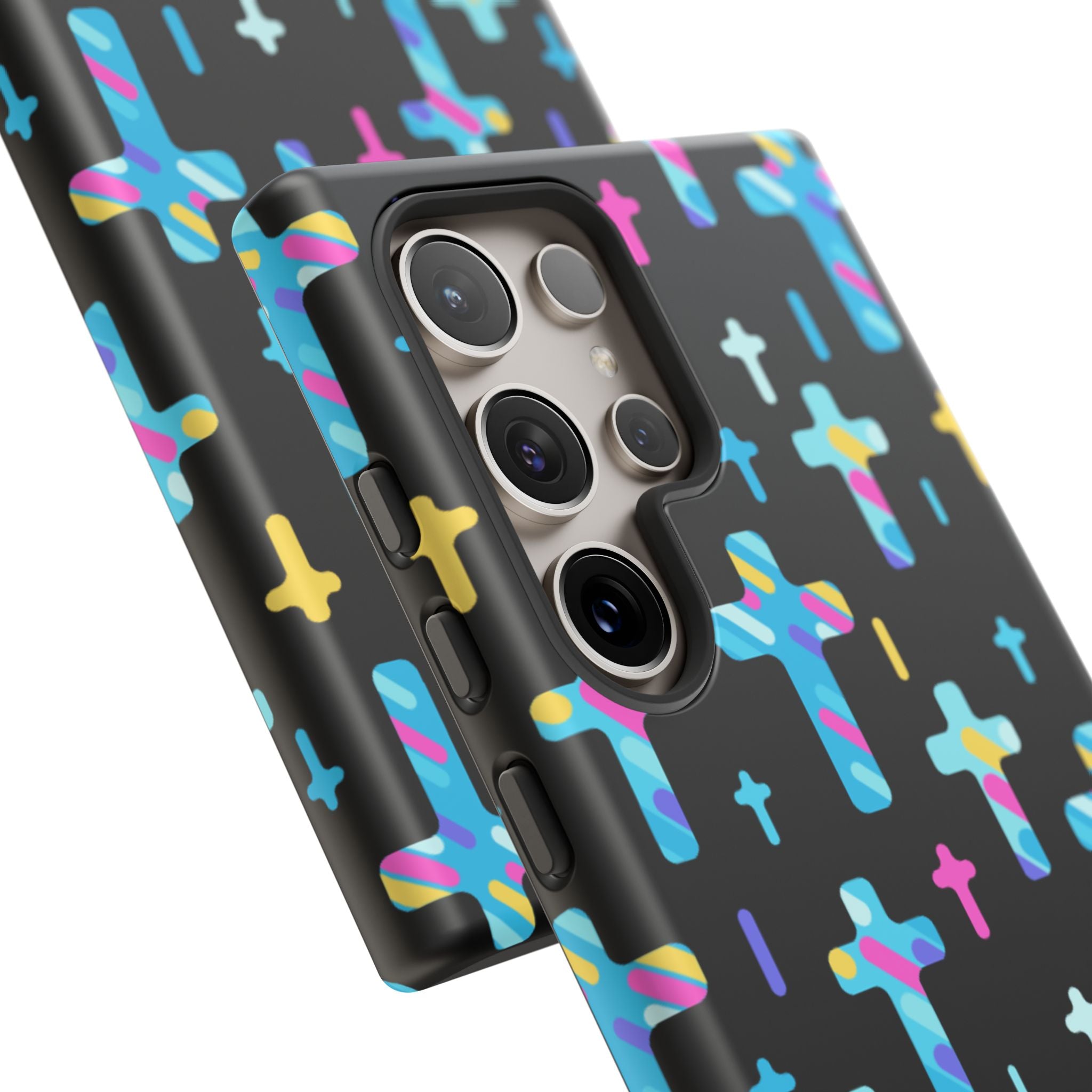Colorful Cross Phone Case, Stylish Tough Case, Christian Phone Accessory, Unique Gift, Trendy Mobile Cover