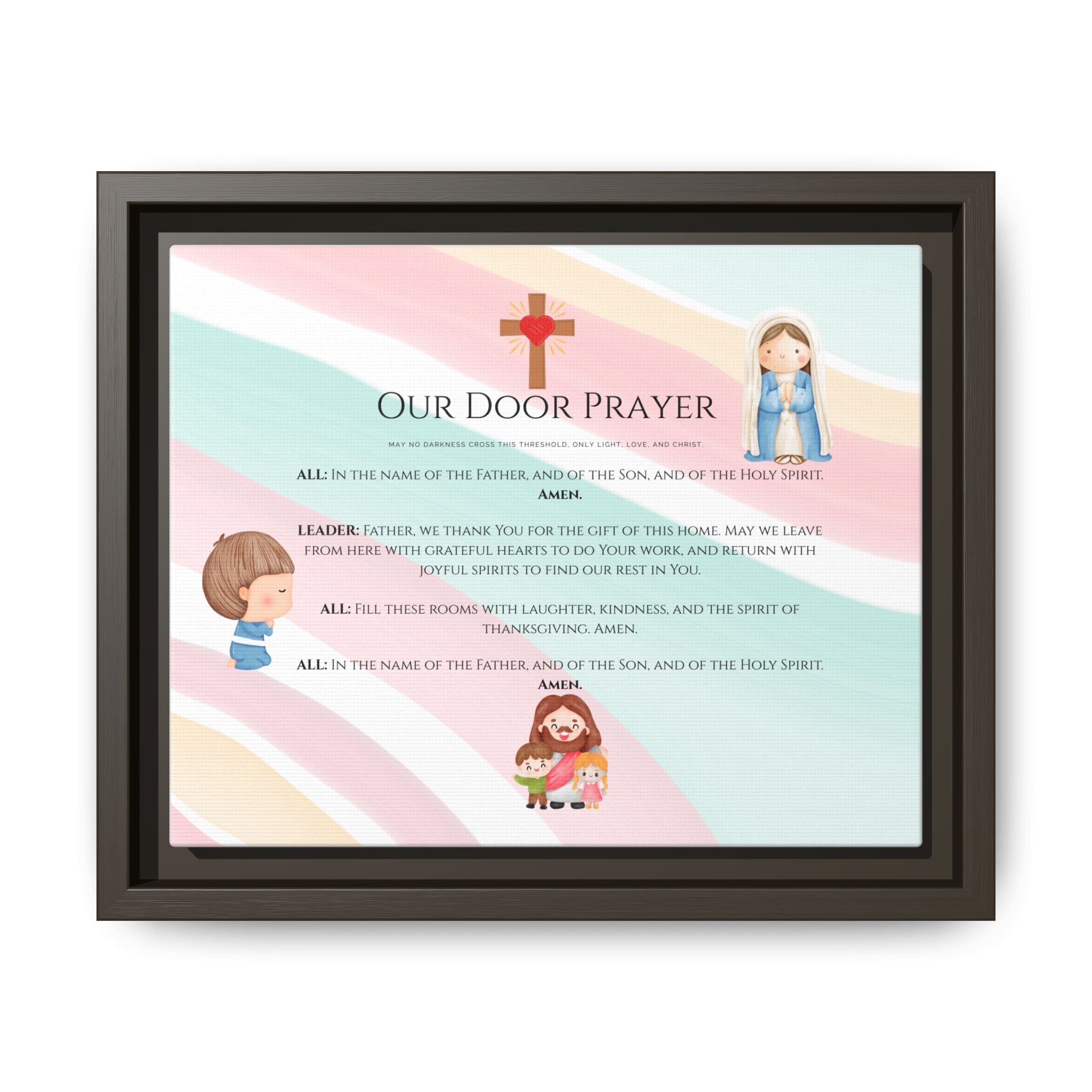 Arte mural familiar alegre “Oración en nuestra puerta”