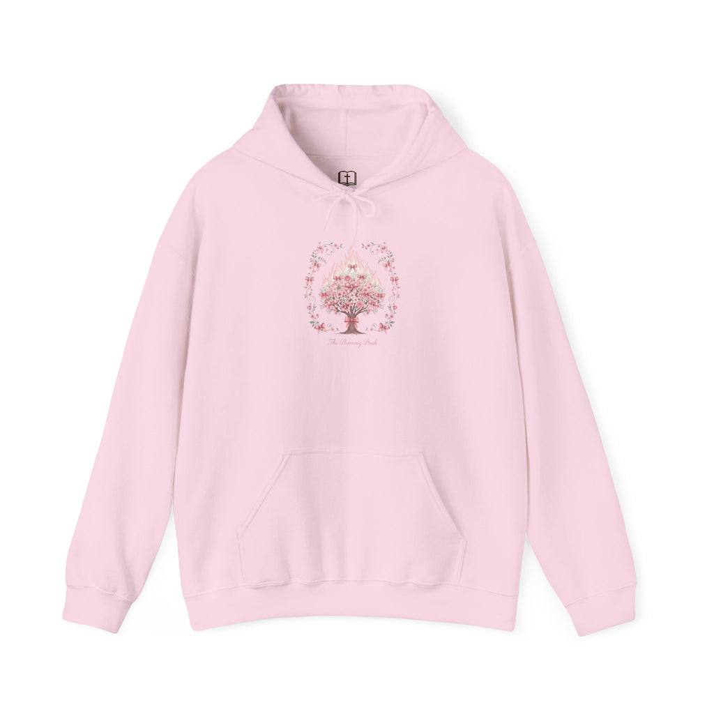 Sudadera católica con estampado floral rosa de la Zarza Ardiente | Sudadera inspirada en la fe