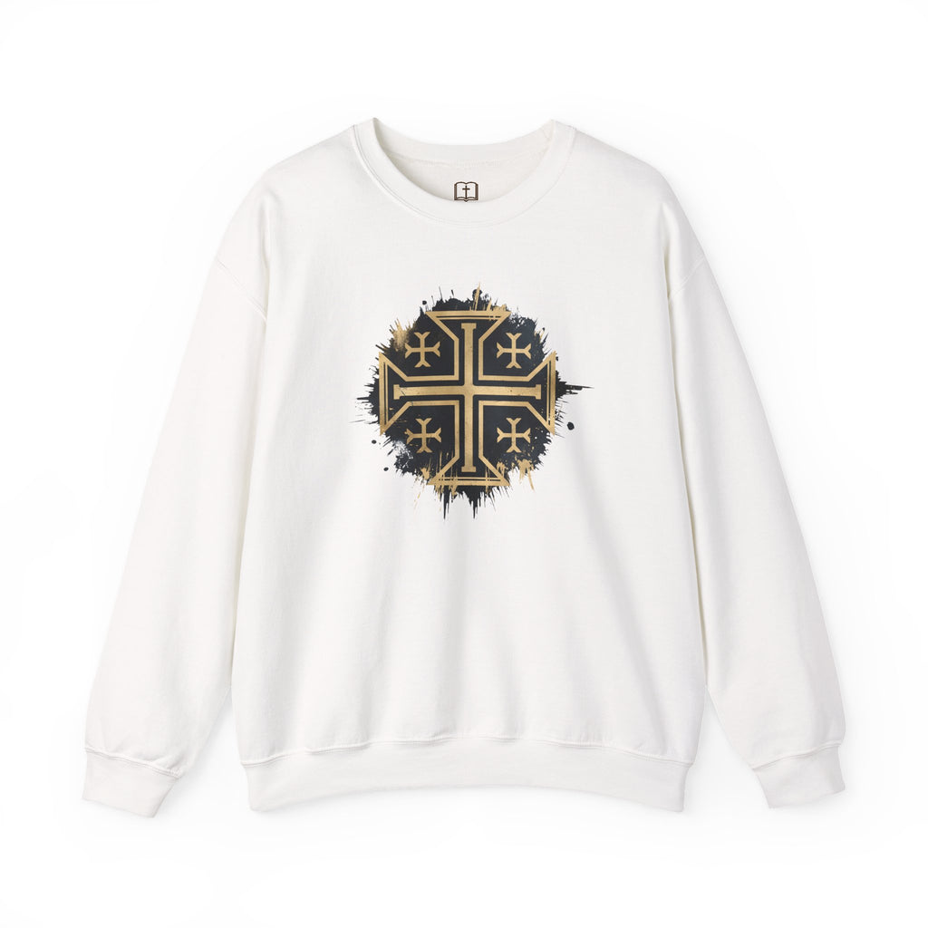 Modern Jerusalem Cross Crewneck Sweatshirt | Catholic Faith Apparel