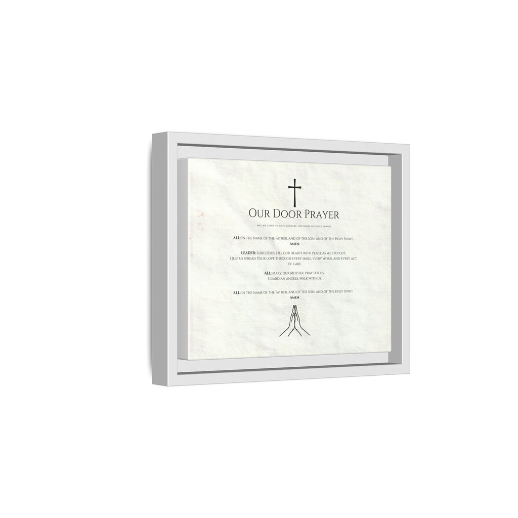 Lienzo mate enmarcado – “Oración de la Puerta” | Bendición Católica del Hogar