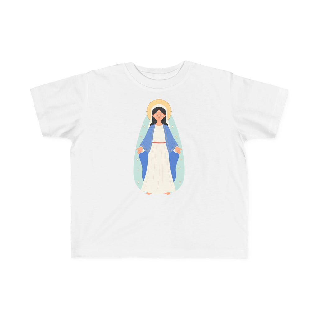 Camiseta de la Virgen María para niña | Camiseta católica suave para niña | Ropa infantil con inspiración religiosa