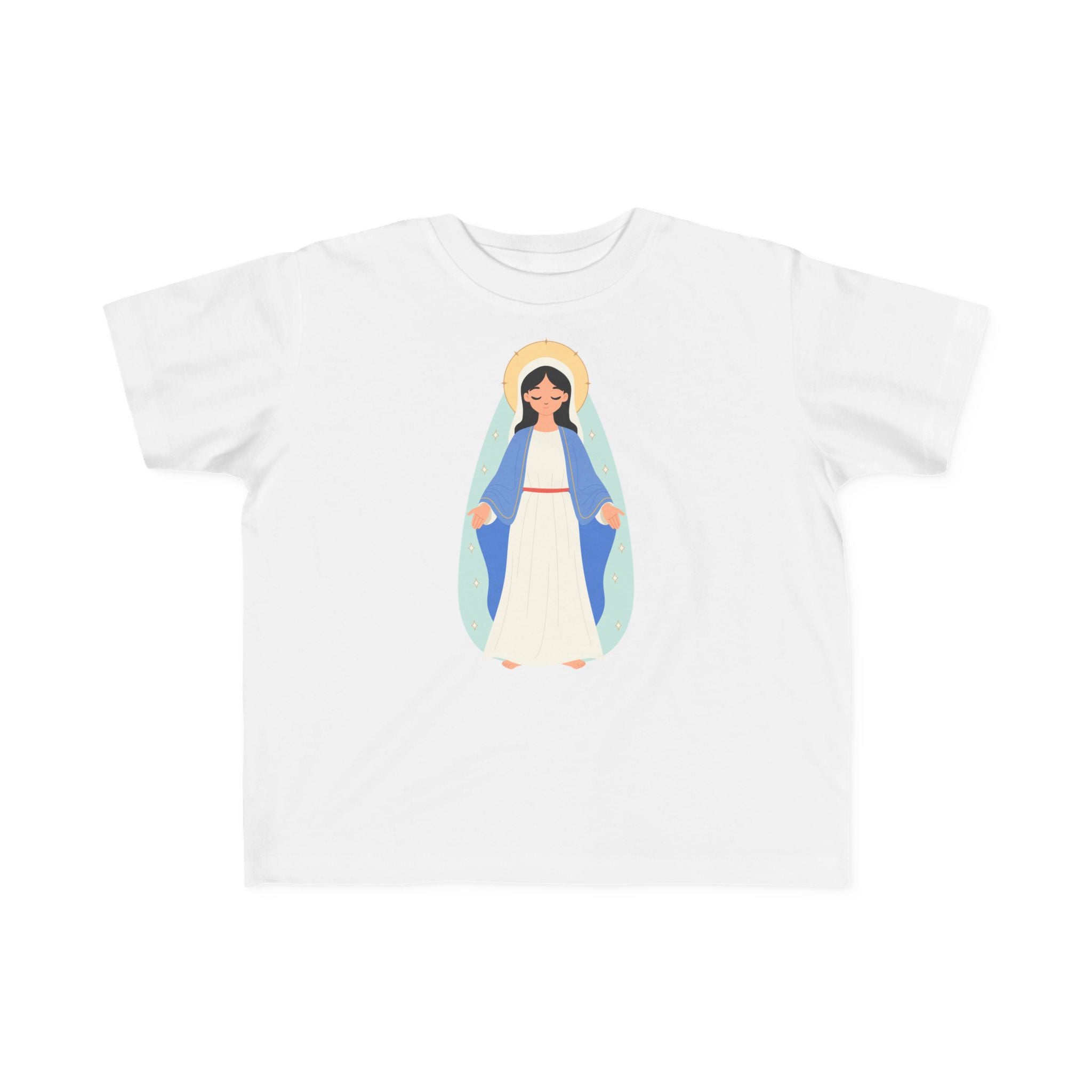 Camiseta de la Virgen María para niña | Camiseta católica suave para niña | Ropa infantil con inspiración religiosa
