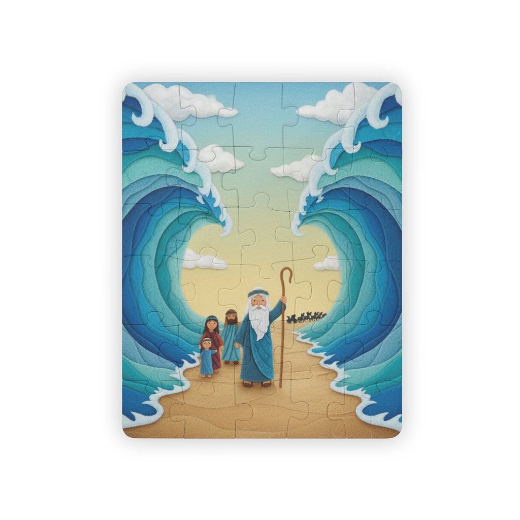 Kids Bible Puzzle — Moses Parts the Red Sea, 30-Piece Religious Jigsaw